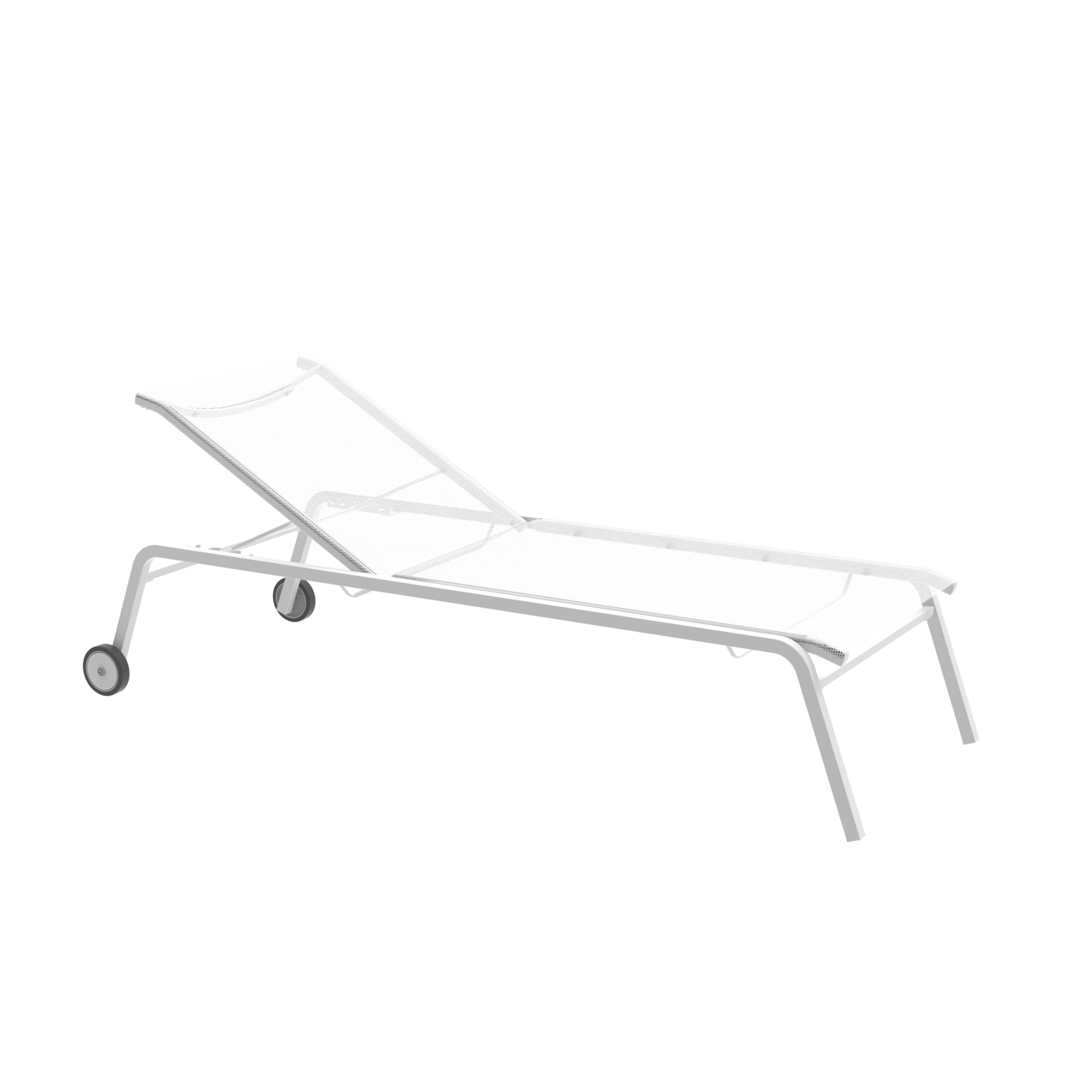 Stackable "Alice4" garden sun lounger in fabric and aluminium, 198x80 cm, 97 cm high
