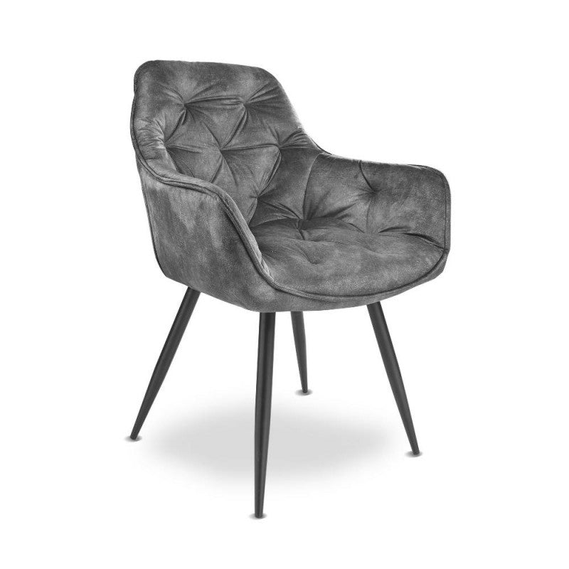 Set of "Senna" dining chairs upholstered in velvet with black metal legs, 59x60 cm, 86h