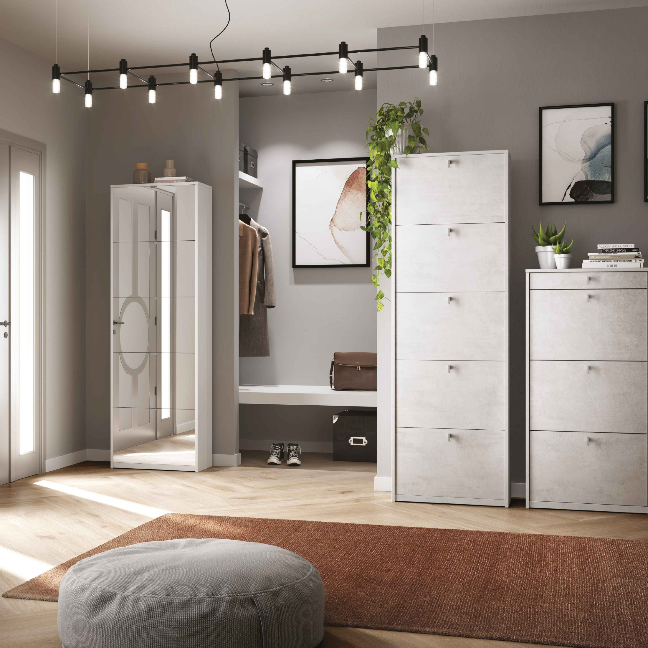 "Praga" 3-door, 1-drawer wooden shoe rack, 63x29 cm, 127 cm high