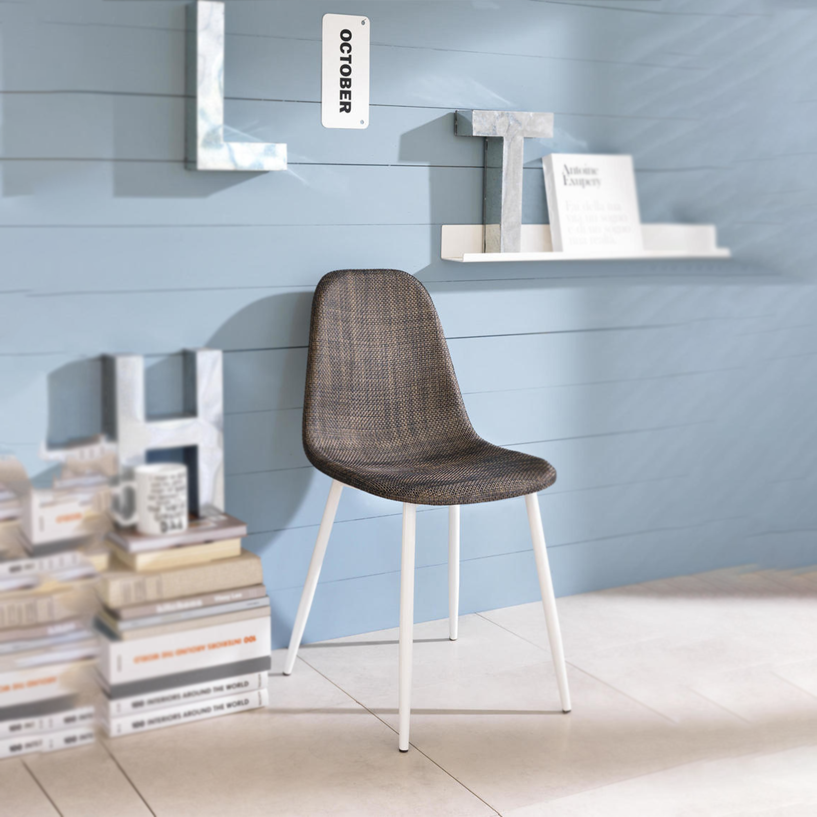 Vintage "Florida" Rattan Faux Leather Dining Chair Set