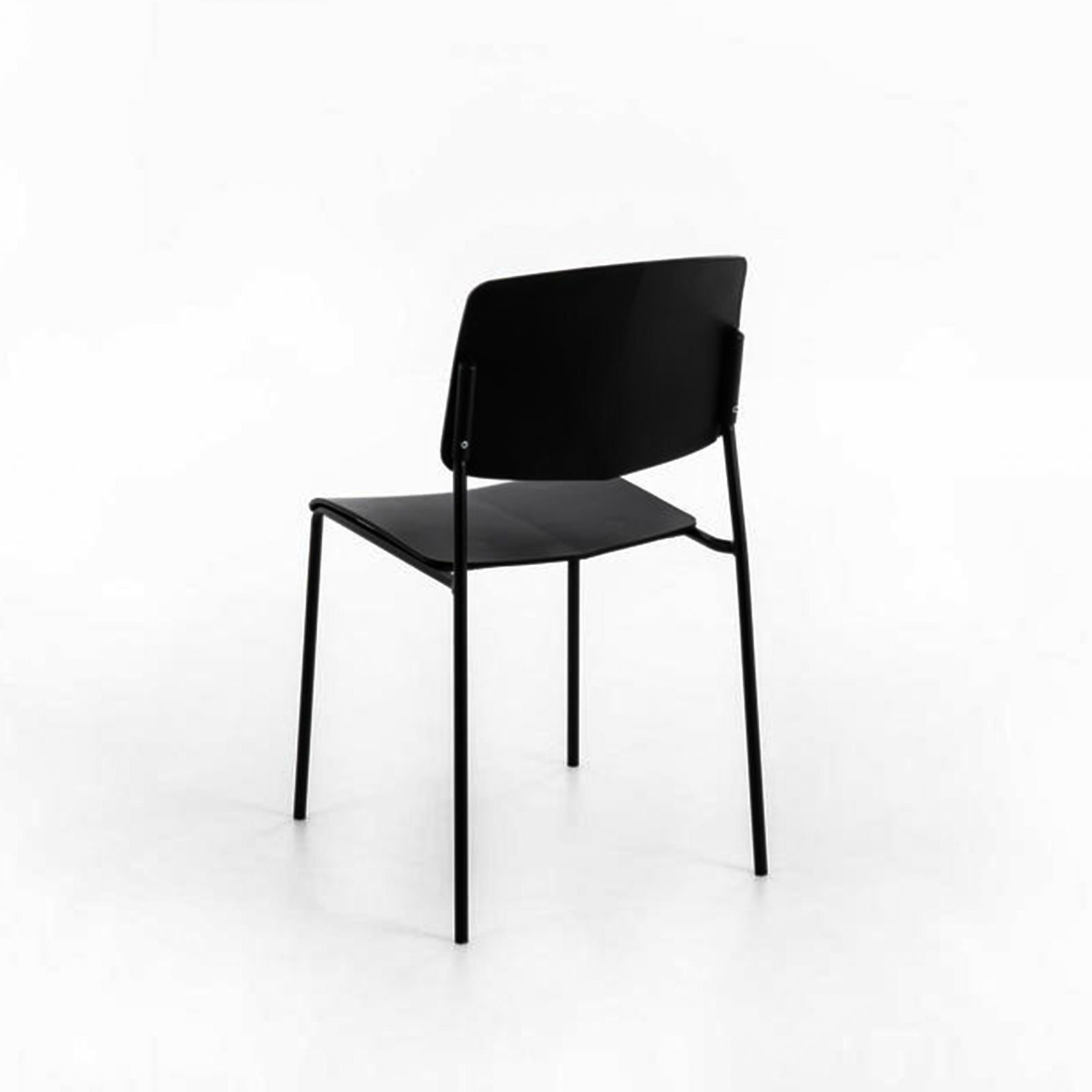 Set of modern stackable "Giada" polypropylene chairs with painted metal legs