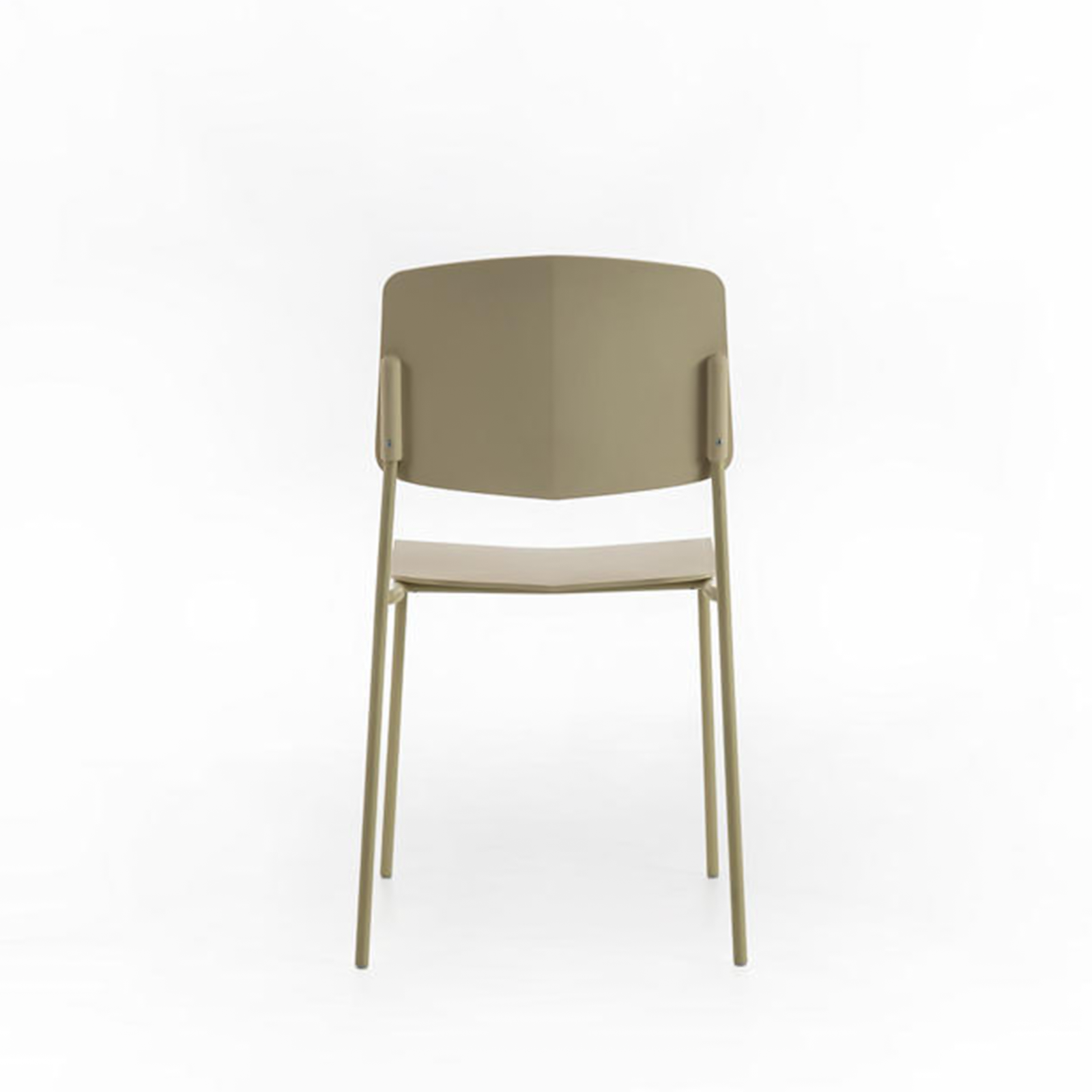 Set of modern stackable "Giada" polypropylene chairs with painted metal legs