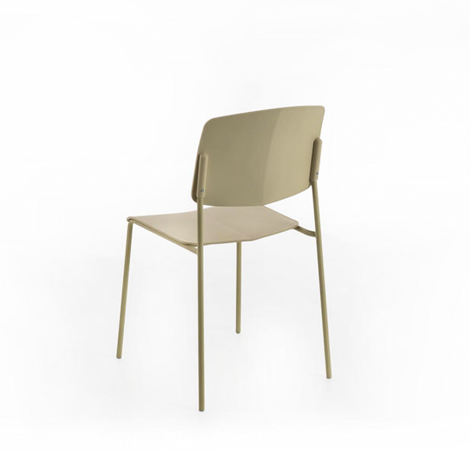 Set of modern stackable "Giada" polypropylene chairs with painted metal legs