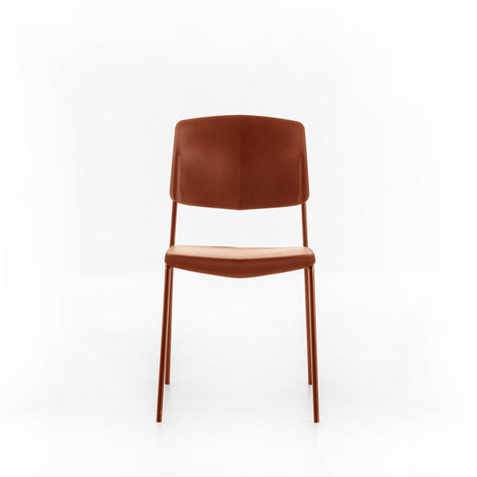 Set of modern stackable "Giada" polypropylene chairs with painted metal legs