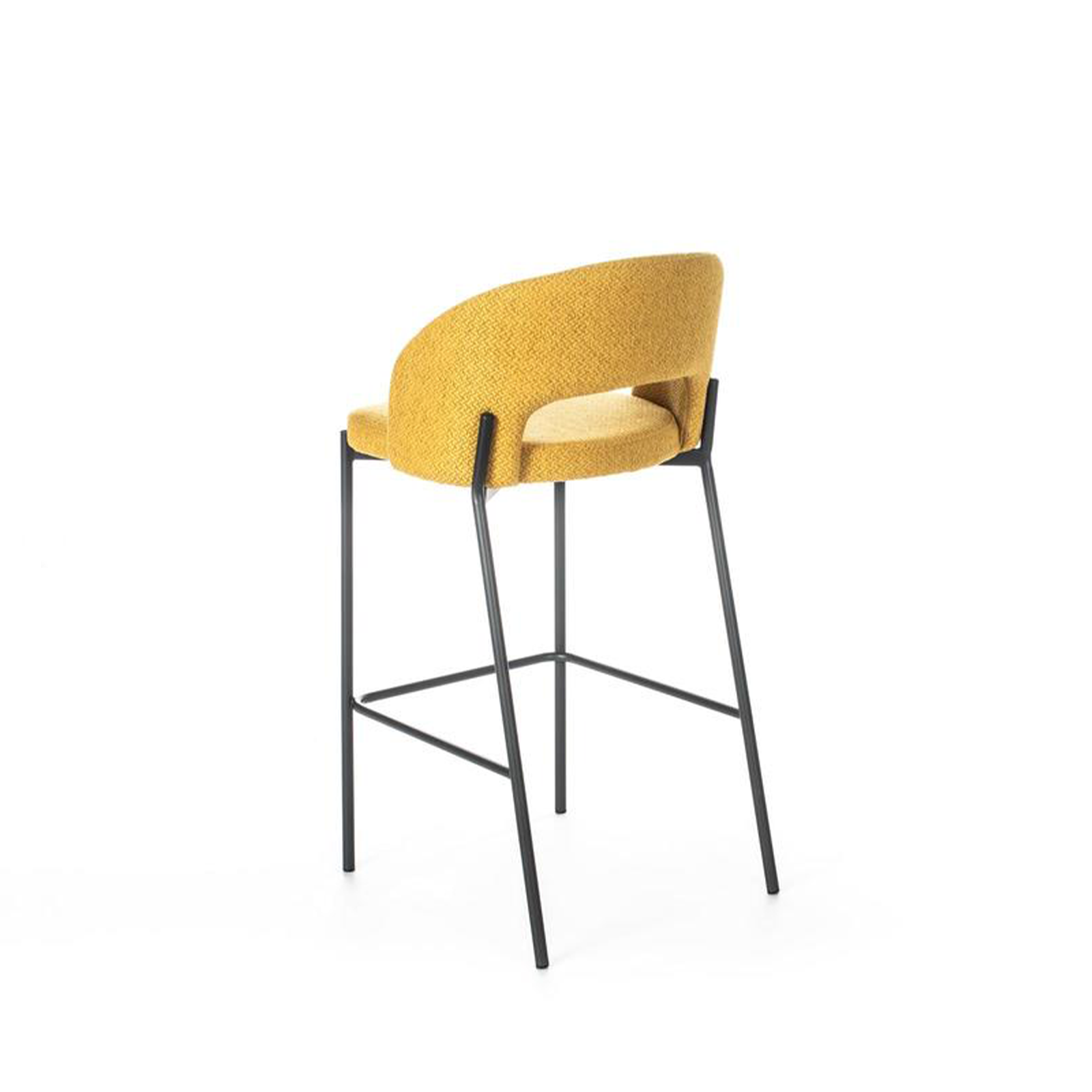 Set of "Alan" high stools in padded fabric with footrest cm 52x50 98h