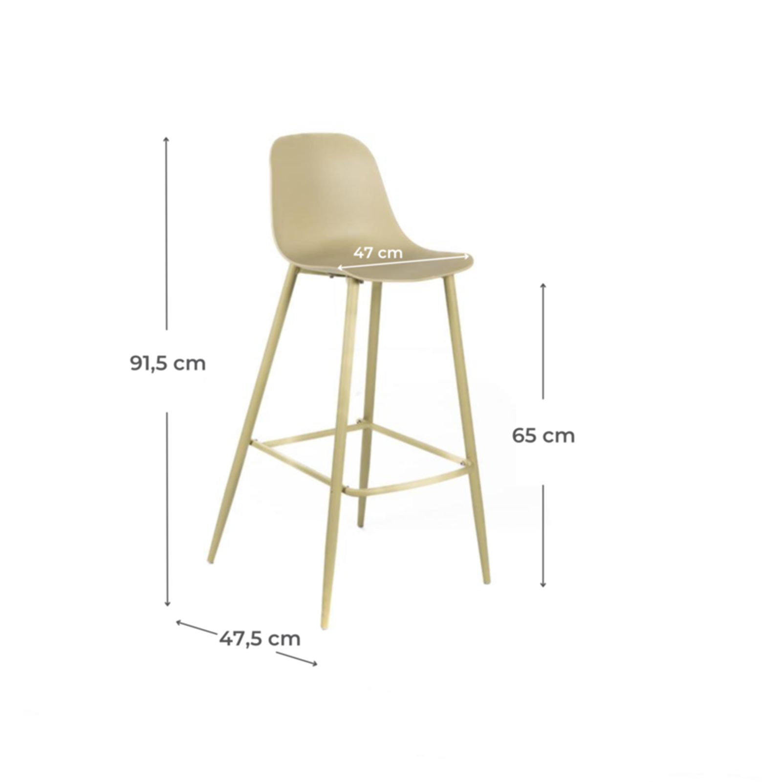 Set di sgabelli alti "Ana" in polipropilene con poggiapiedi cm 47x47,5 91,5h