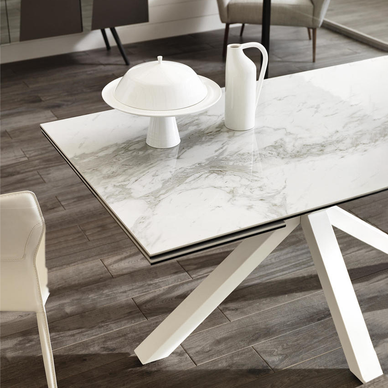 Extendable table "Daniel" tempered glass top cm 160/240x90 76h