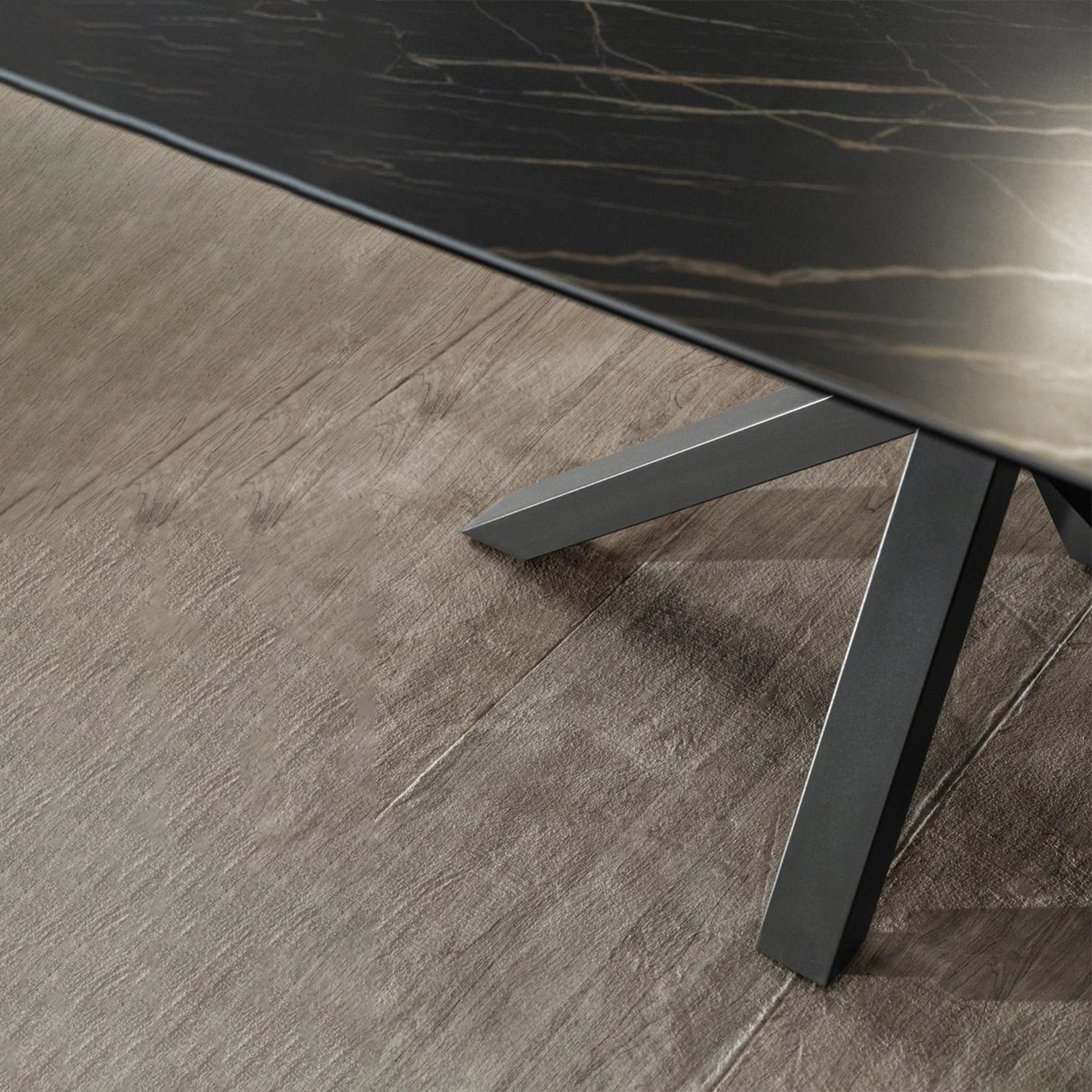 Extendable table "Daniel" tempered glass top cm 160/240x90 76h