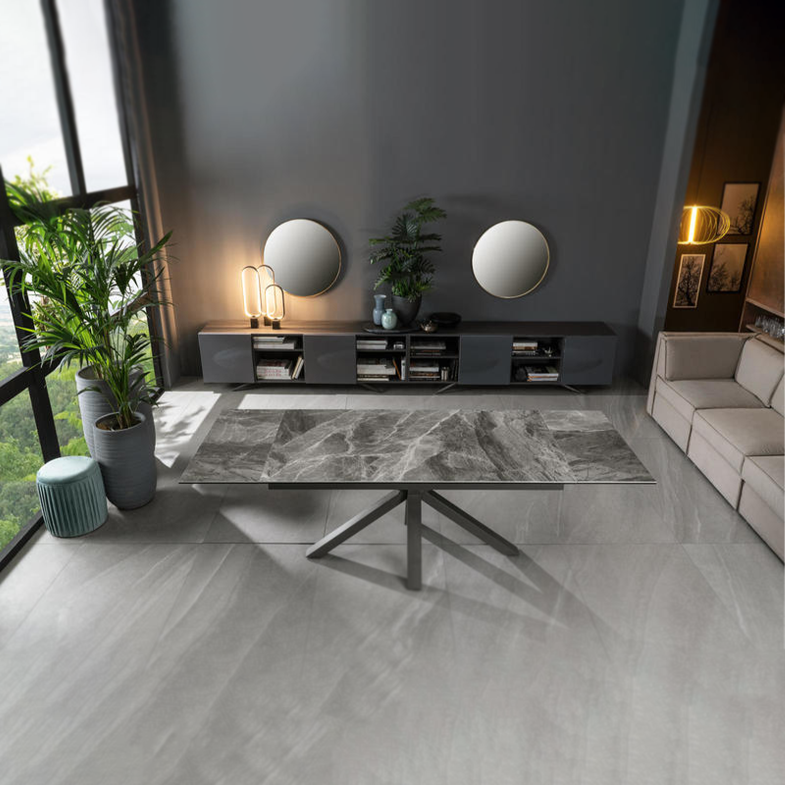 Extendable table "Daniel" tempered glass top cm 160/240x90 76h