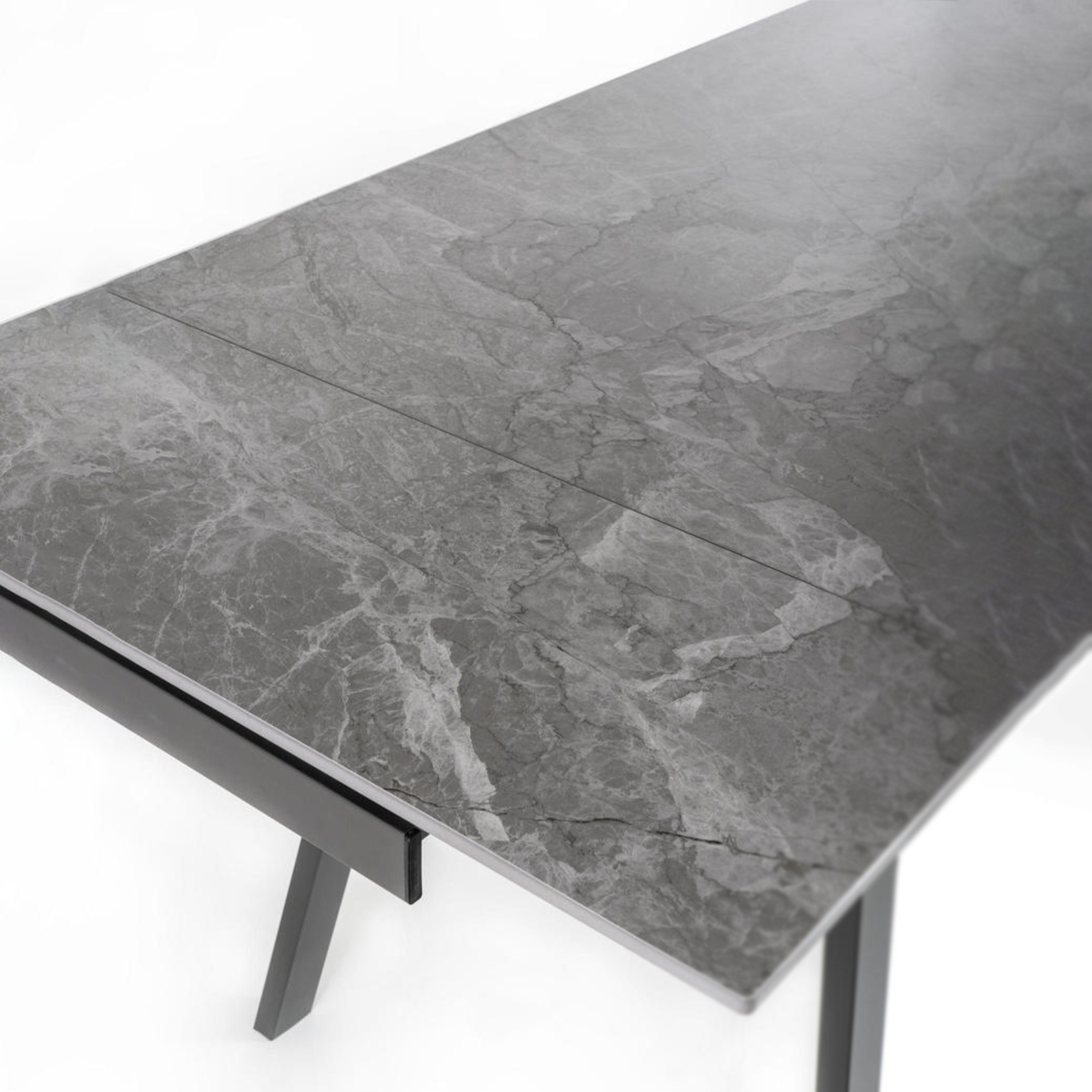 Extendable "Zante" table with marble-effect stone top, 200x80 cm, 76 cm high