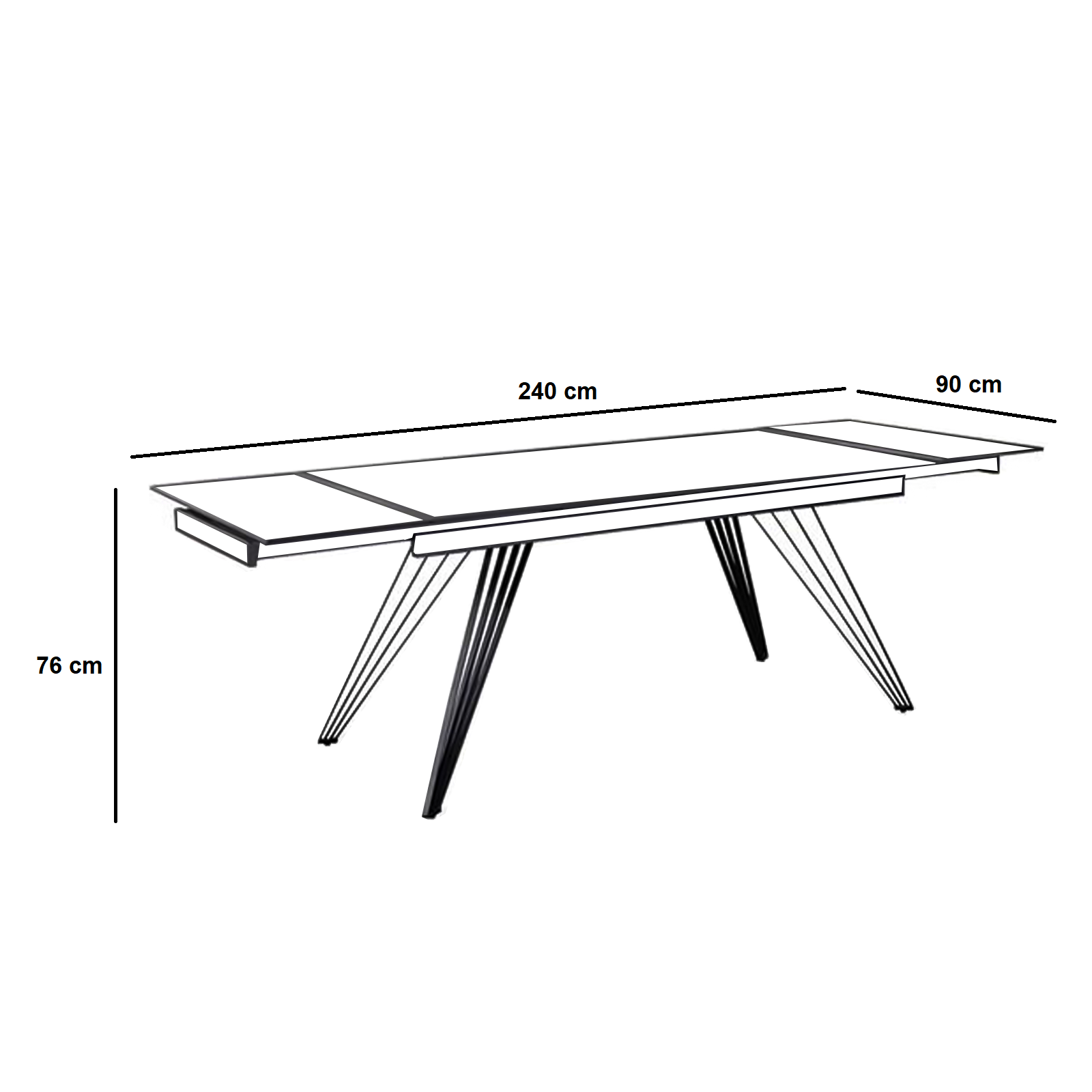 Extendable table "David1" ceramic top cm 160/240x90 76h