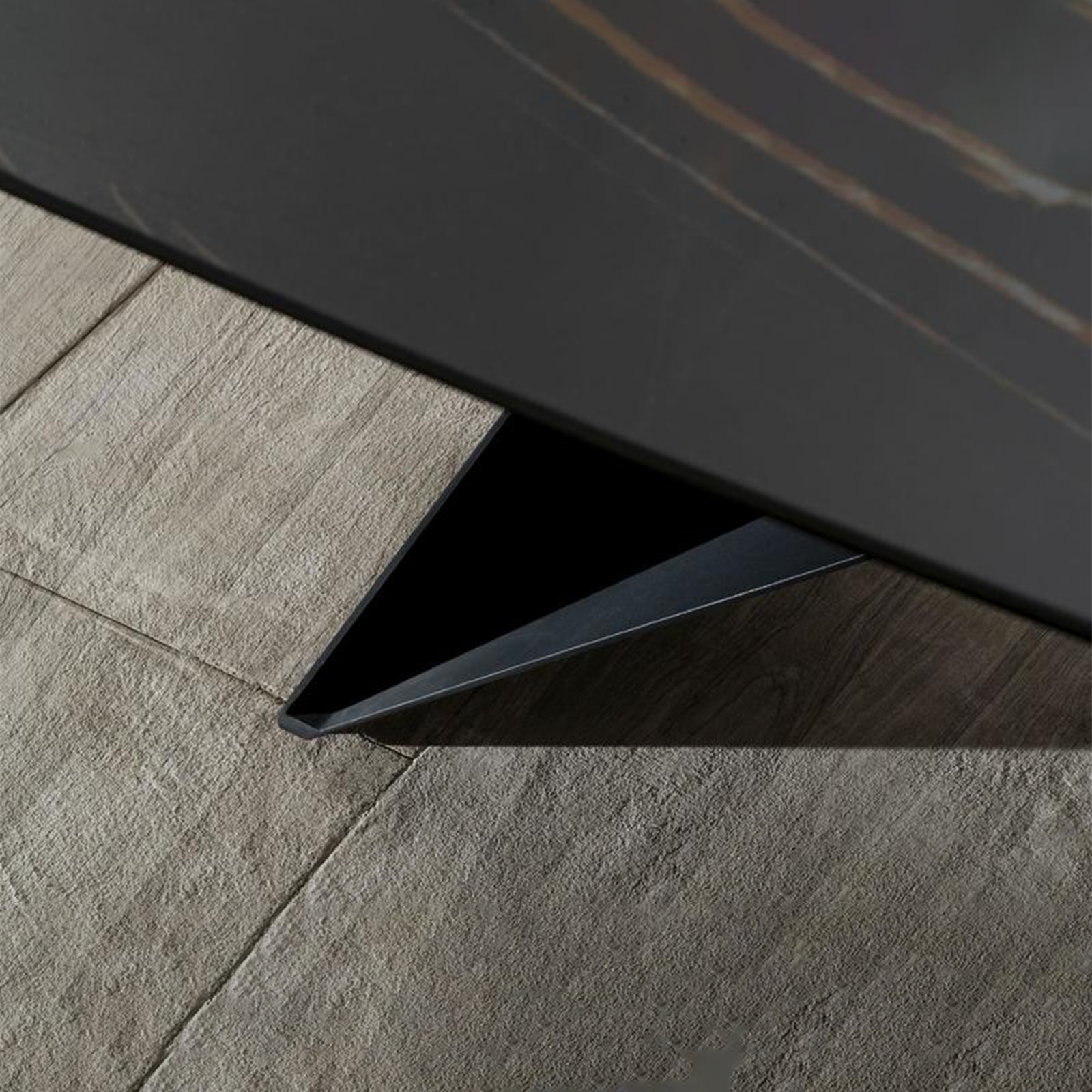 "Loyra" modern fixed table in ceramic on tempered glass with a marble effect, 220x110 cm, 76 cm high.