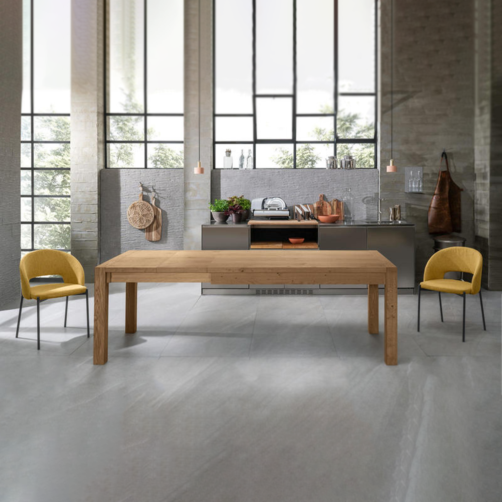 Extendable table "Ethan" with wooden top and legs, 160/240x90 cm, 76 cm high.