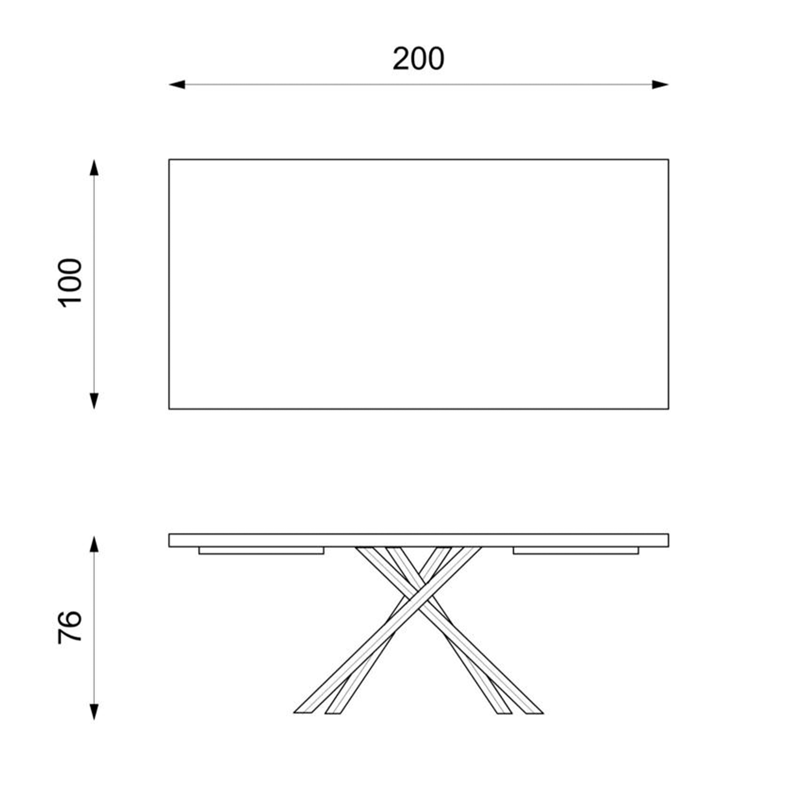 Extendable table "Théodore" wooden top and metal legs cm 200/300x100 76h