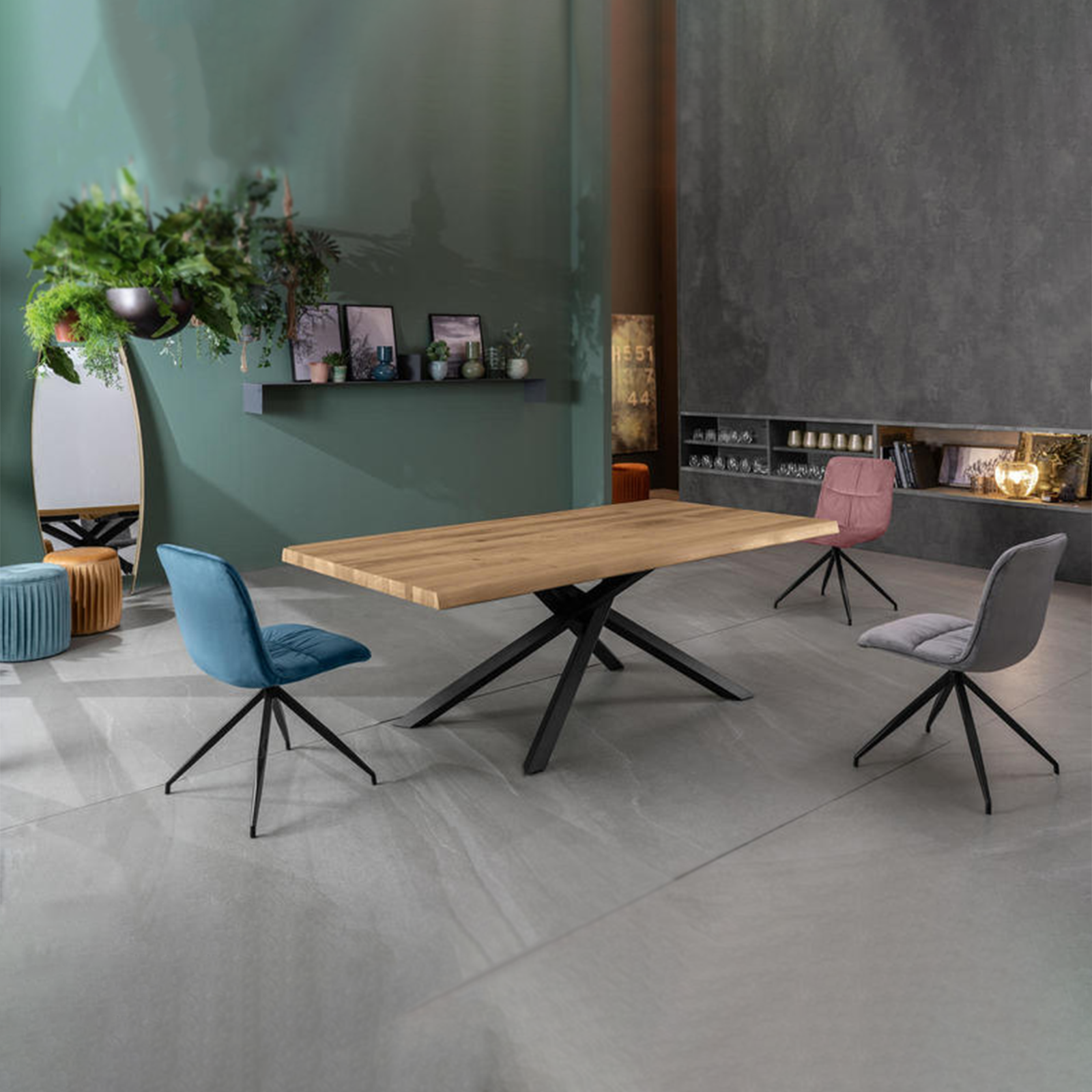 Extendable table "Théodore" wooden top and metal legs cm 160/240x90 76h