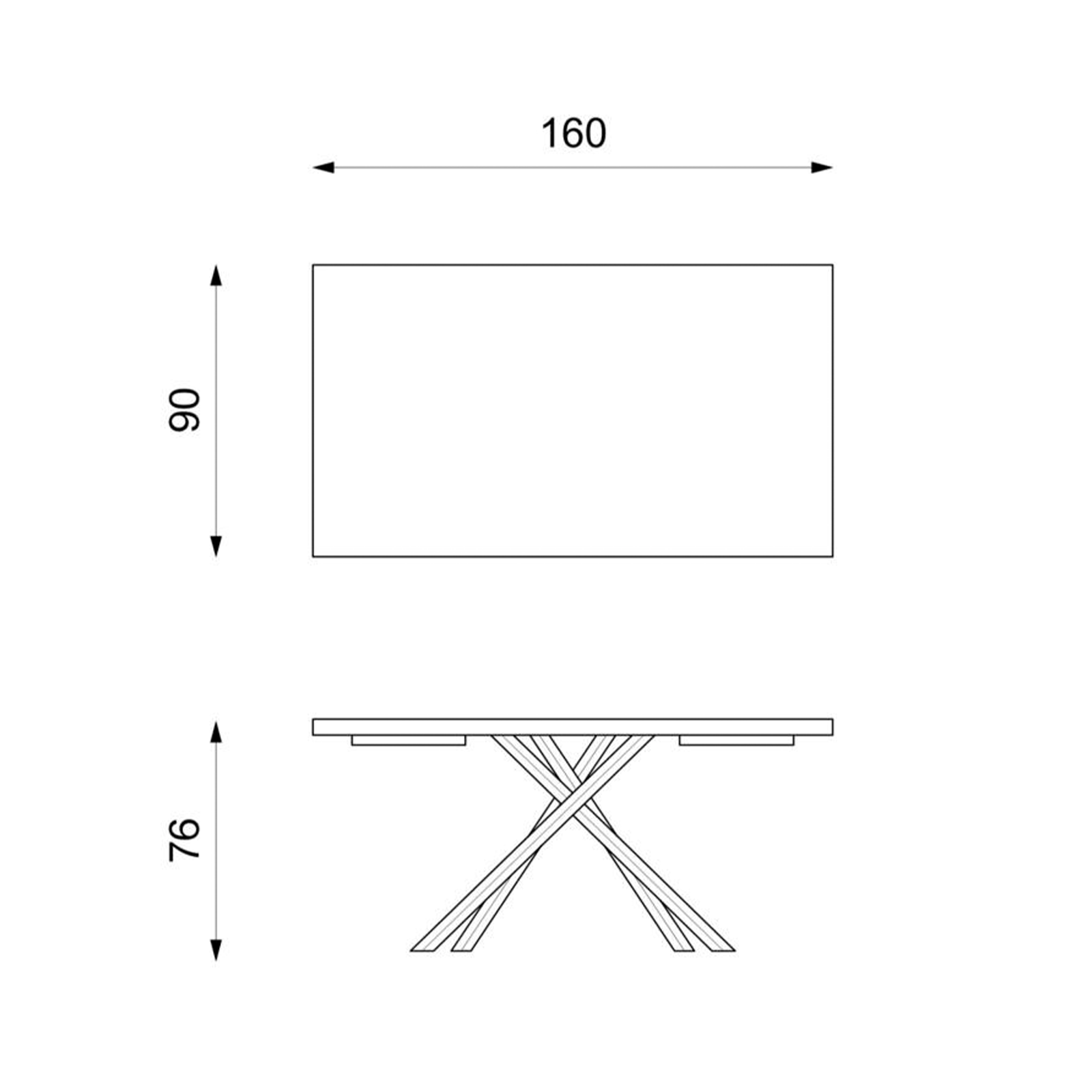 Extendable table "Théodore" wooden top and metal legs cm 160/240x90 76h