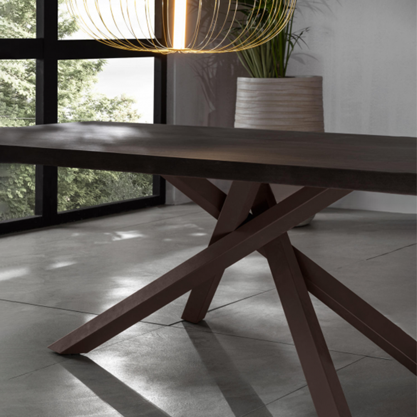 Extendable table "Théodore" wooden top and metal legs cm 160/240x90 76h