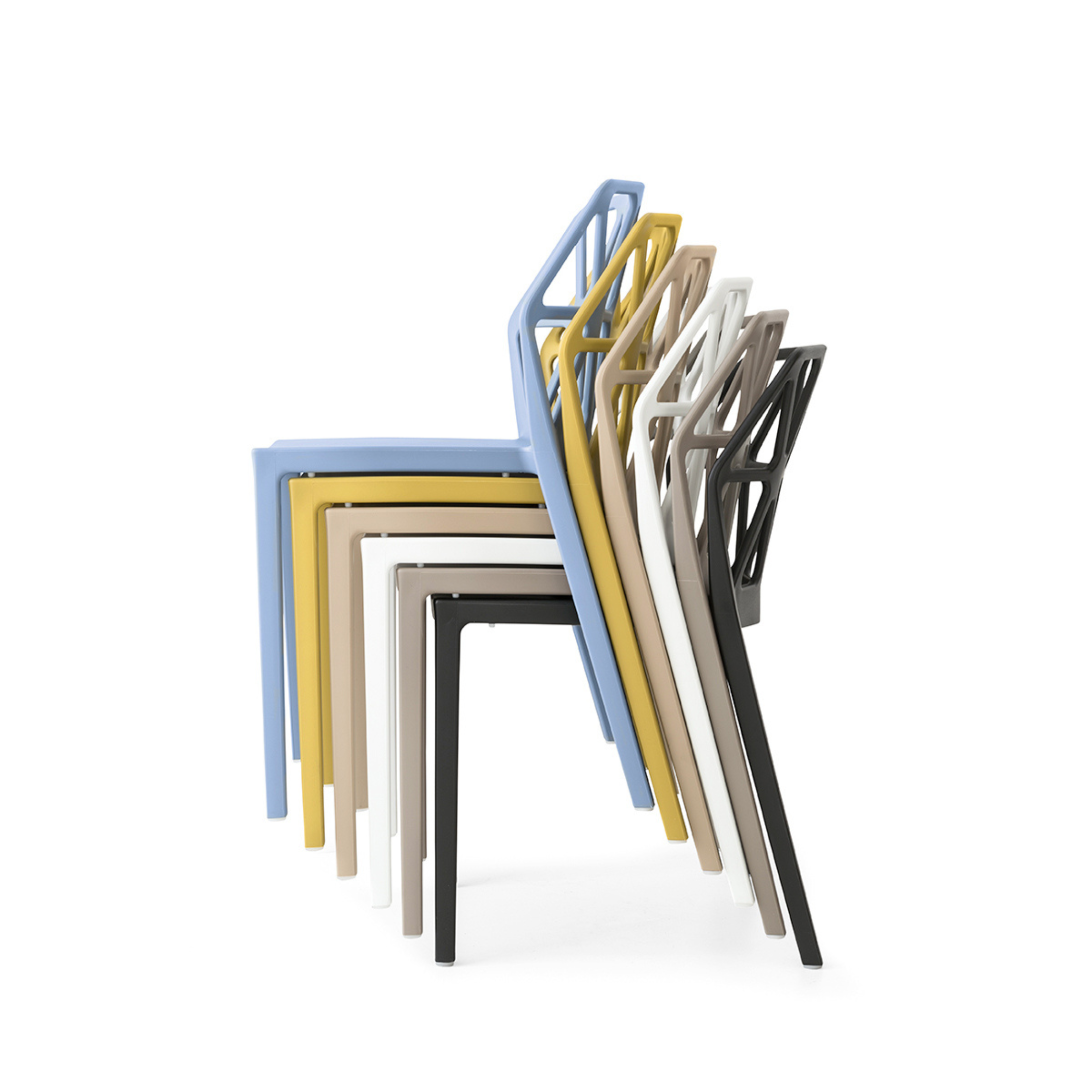Set of modern polypropylene "Alchemia" chairs for indoor and outdoor use, stackable.