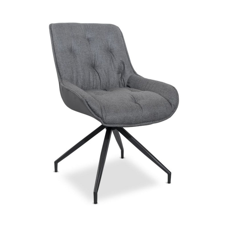 Set of "Agora" dining chairs upholstered in eco-leather with black metal legs cm 58.5x66.5 87h