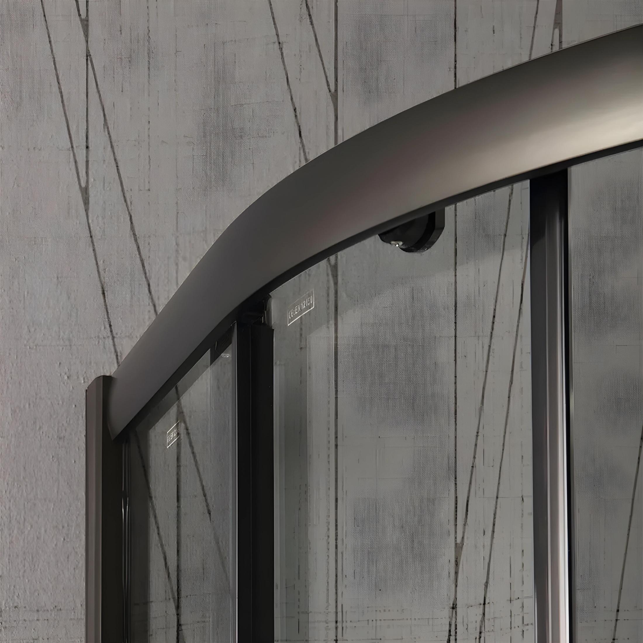 Semicircular shower enclosure "Cielo" in clear glass and matt black profile h 190 cm