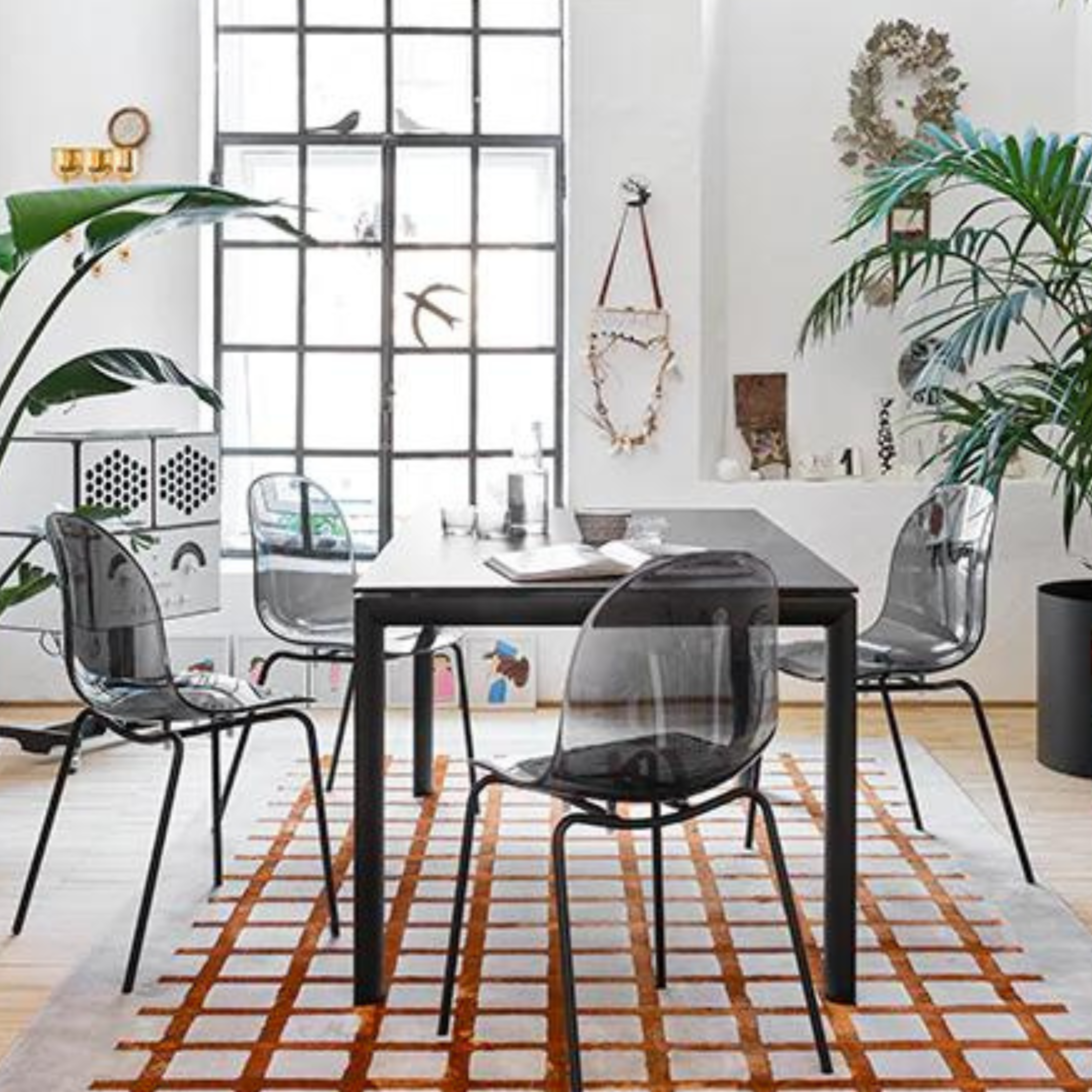 Set of modern living room chairs "Academy" in transparent polycarbonate 49x51 cm 84h