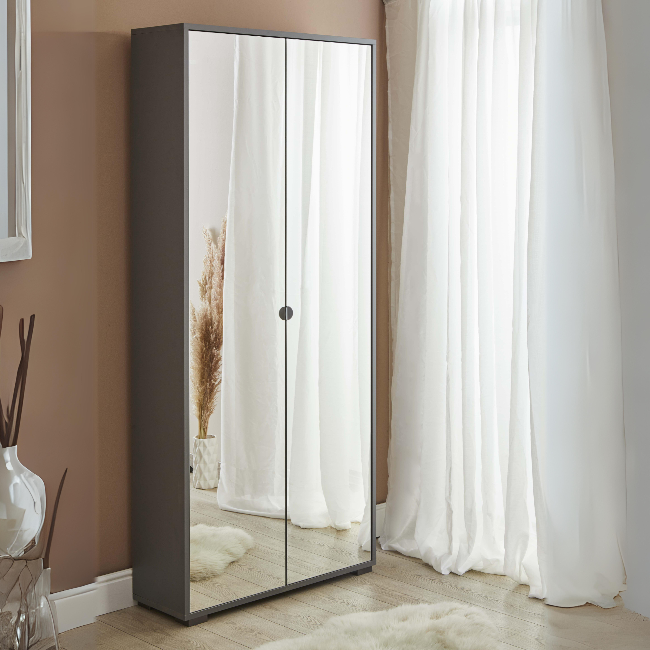 "Madrid" 2-door mirrored wardrobe with chrome feet, 83x29 cm, 190 cm high