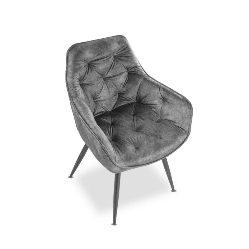 Set of "Senna" dining chairs upholstered in velvet with black metal legs, 59x60 cm, 86h