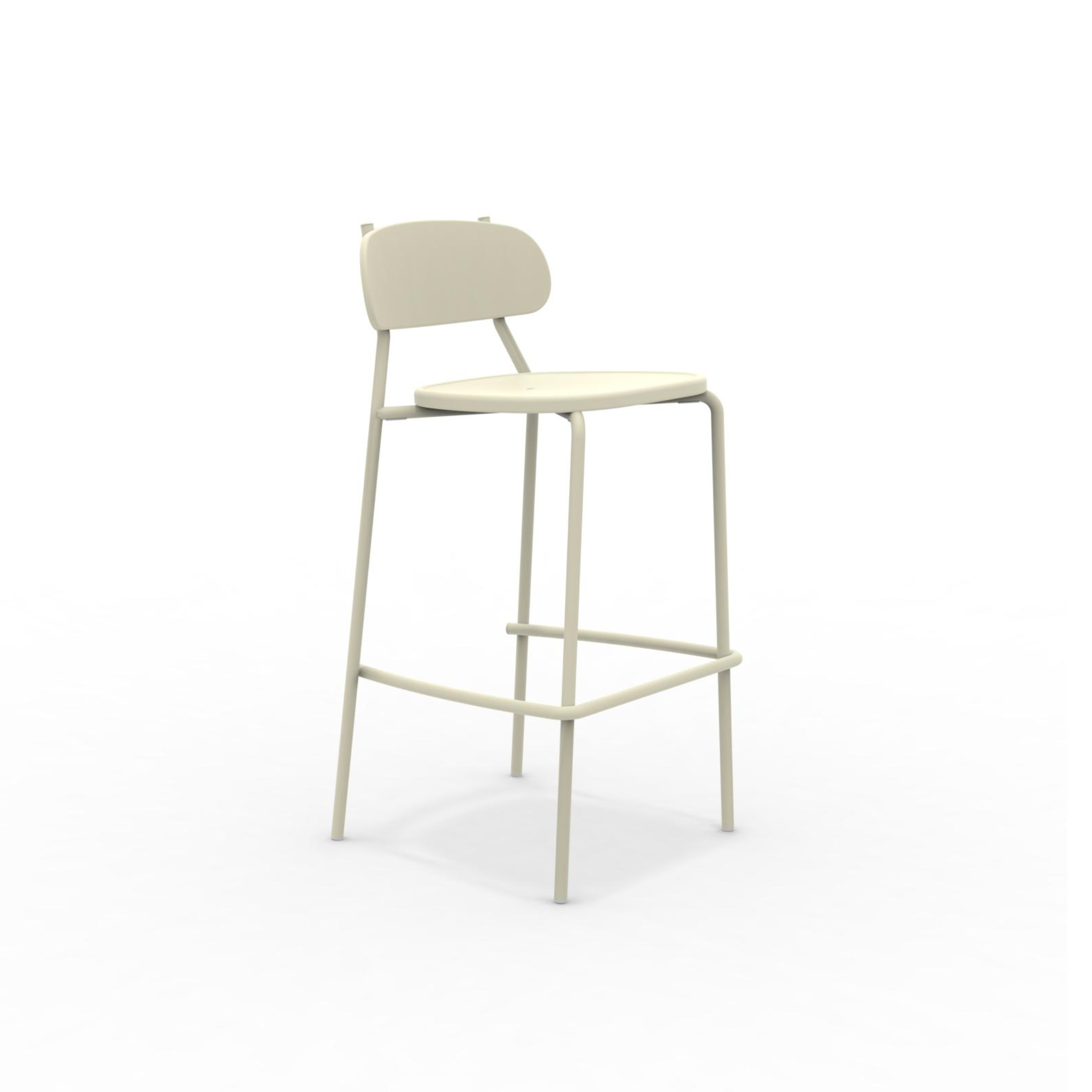 Set of stackable "Fox" garden stools in painted metal, 48x50 cm, 98h