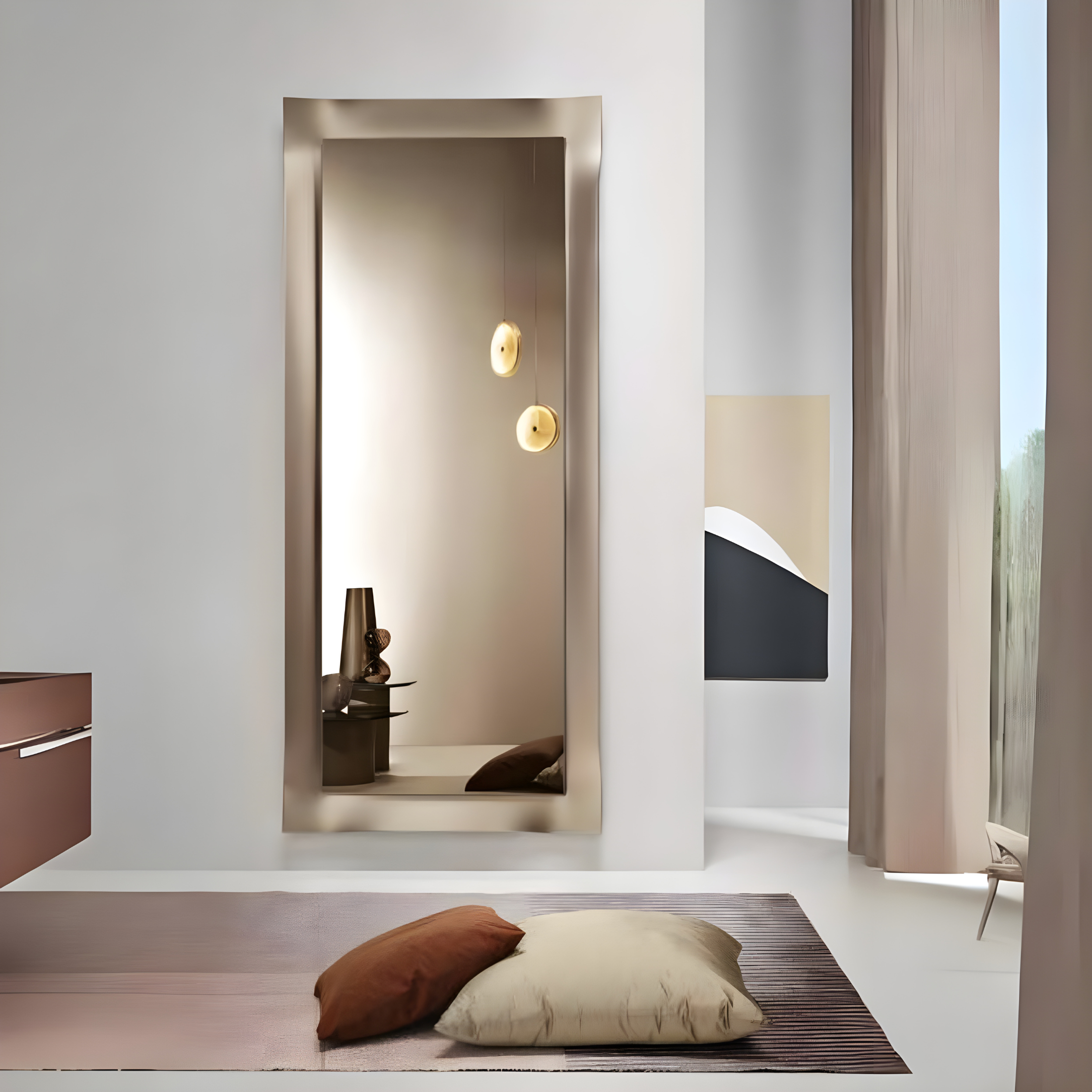 Mirror with "Vivo" frame in modern satin glass