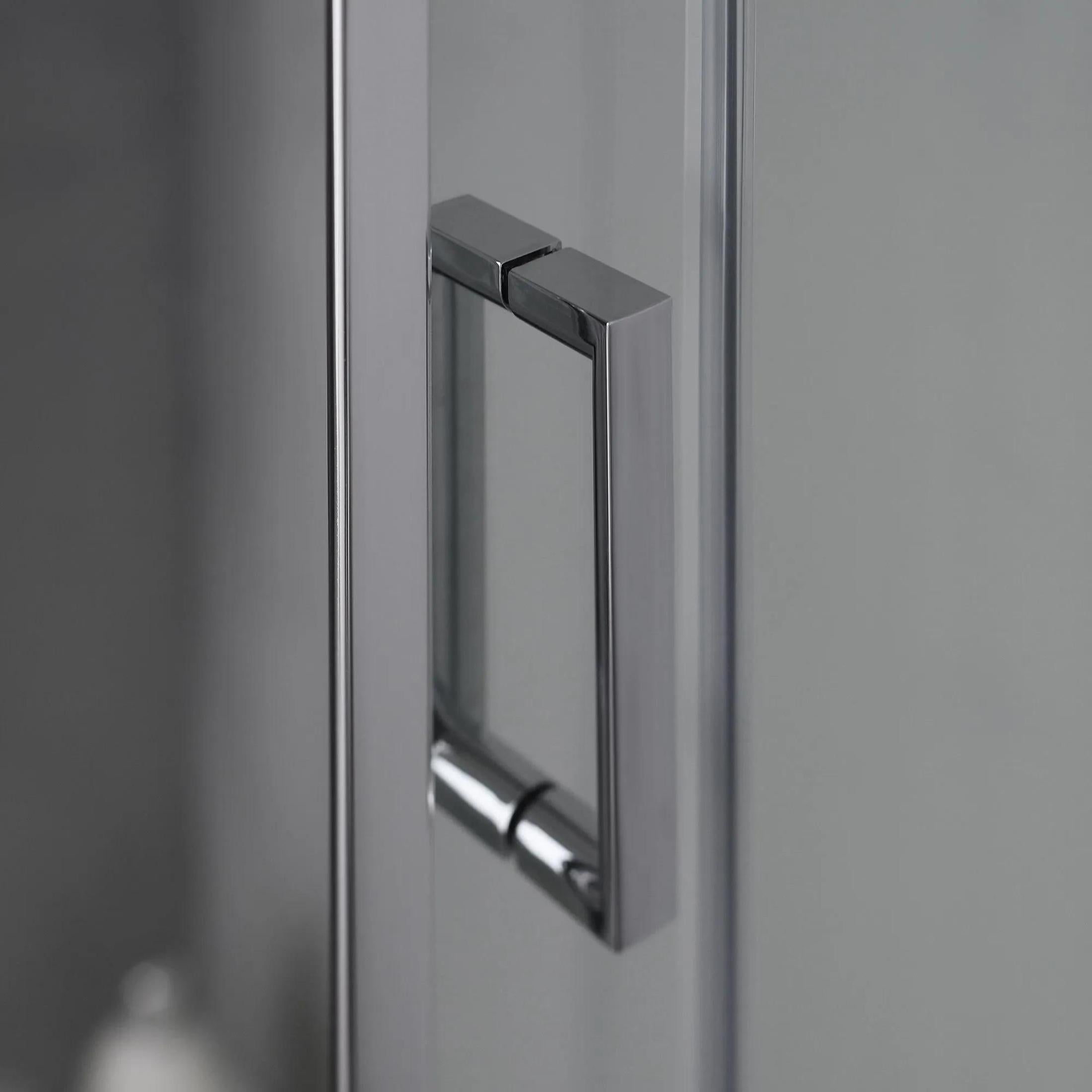 Modern shower enclosure with flat profile "Ferrara Two" in tempered glass and aluminum