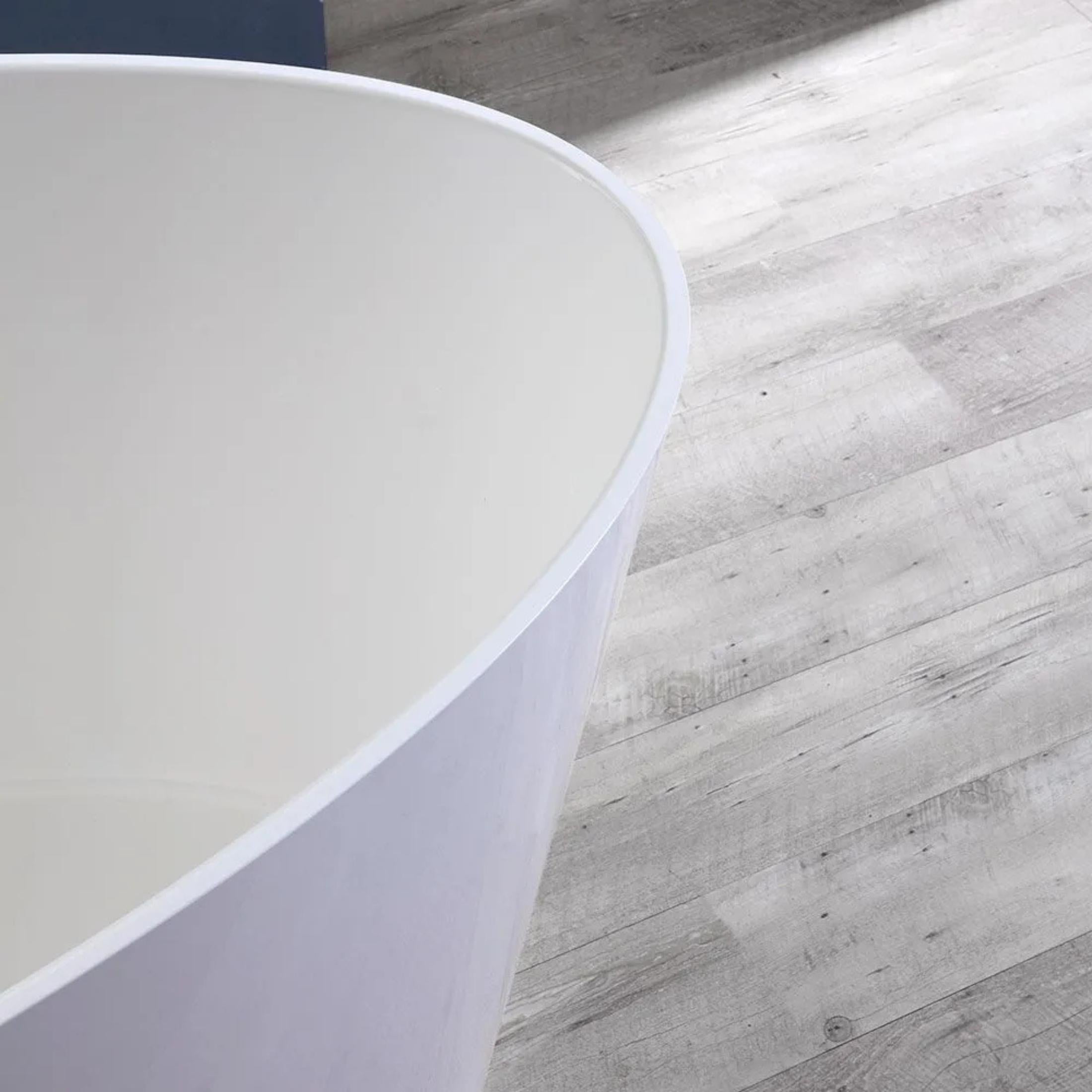 "Verona" freestanding bathtub in glossy white recomposed marble, 159.3 x 72 cm, 65 cm high