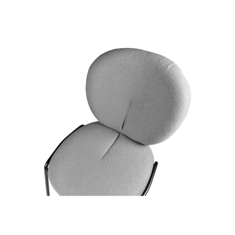 Set of "Sirio" dining chairs upholstered in Teddy fabric with black metal legs, 53x39 cm, 94h