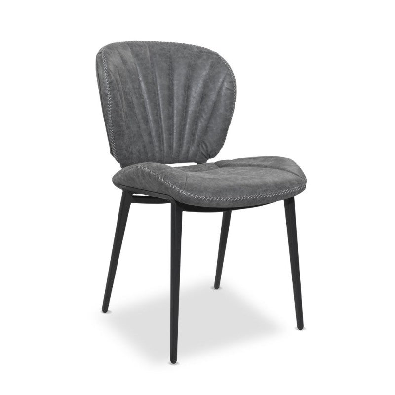 Set of "Elice" dining chairs upholstered in eco-leather with black metal legs, 47.5x65.5 cm, 85 cm high.