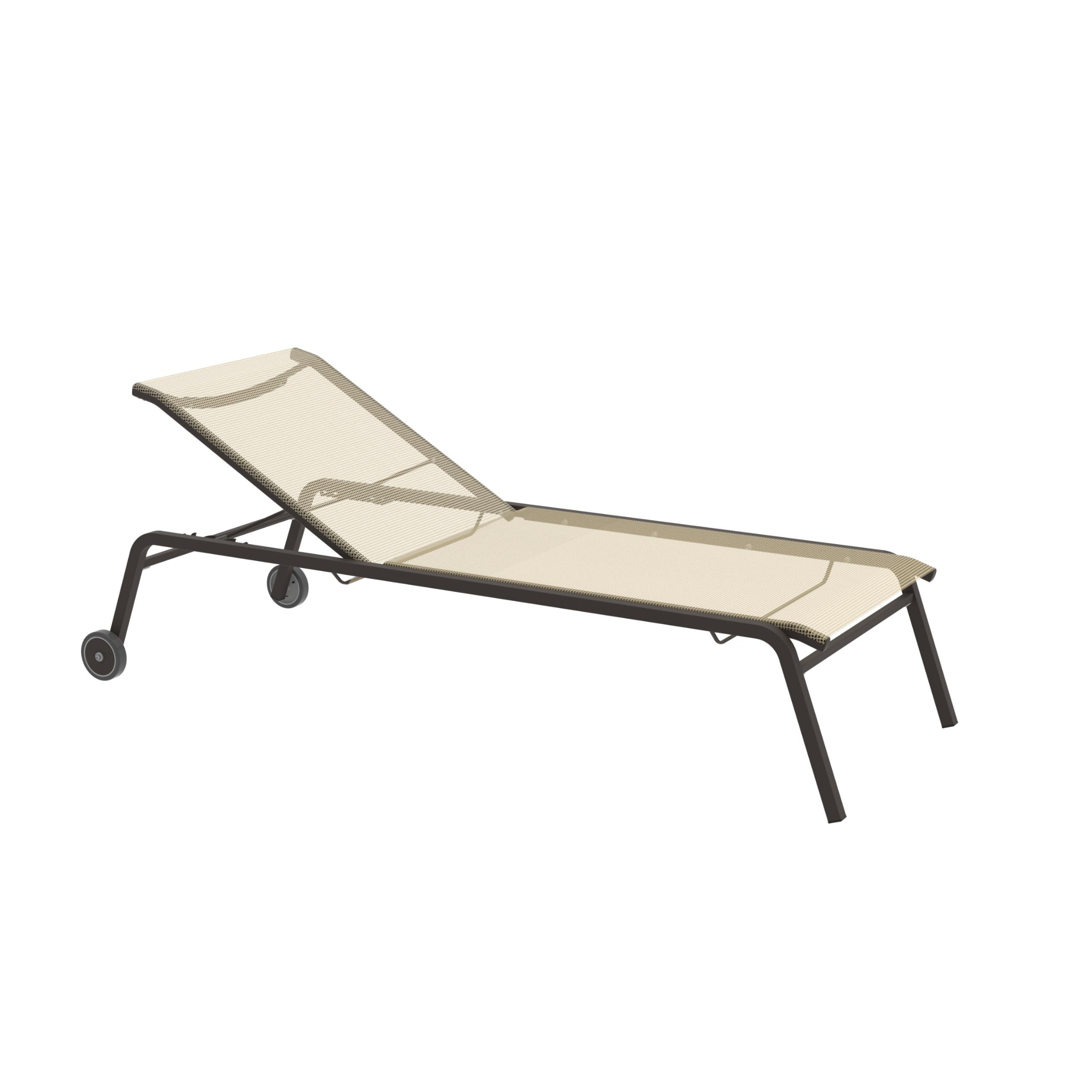 Stackable "Alice4" garden sun lounger in fabric and aluminium, 198x80 cm, 97 cm high
