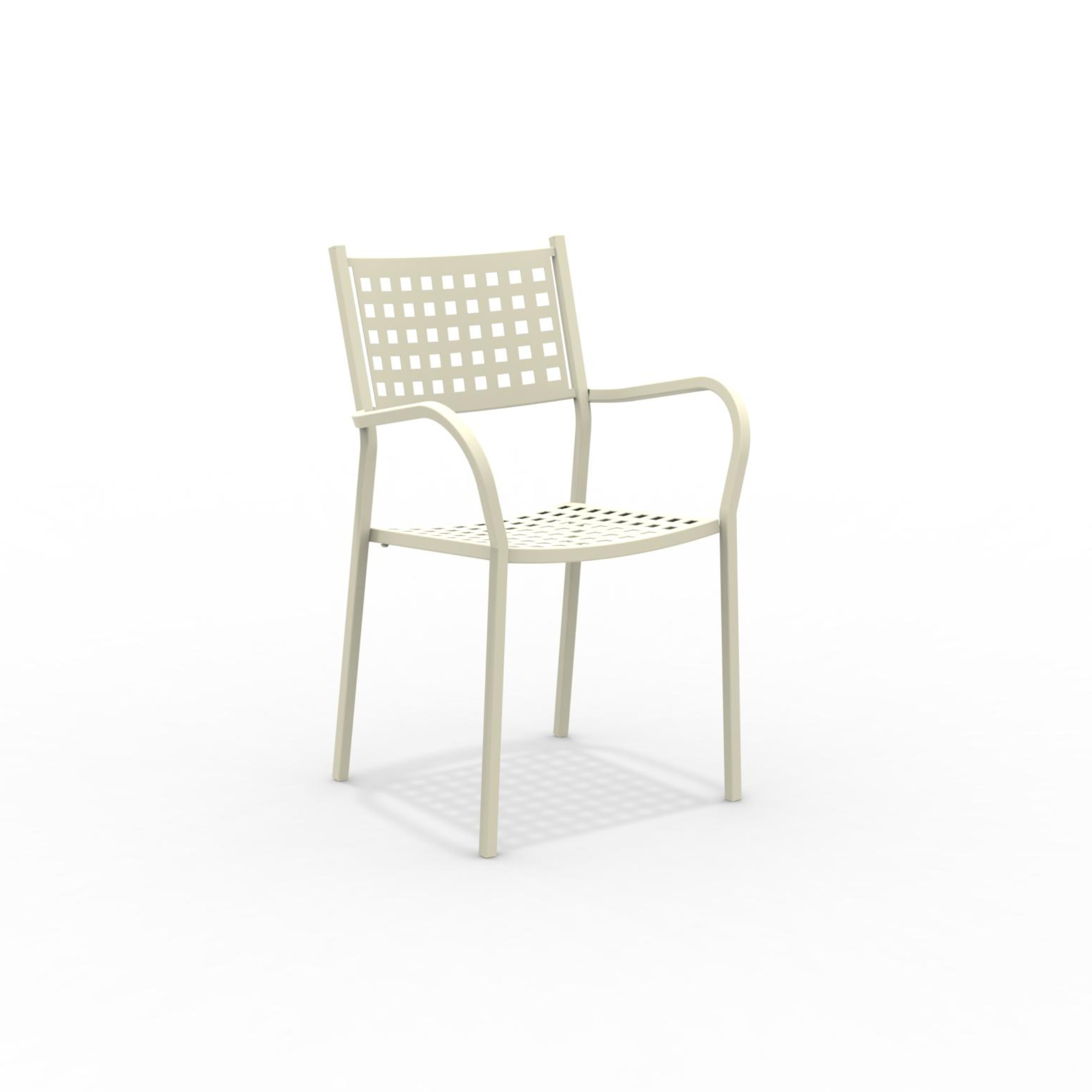 Set of "Alice" metal garden chairs with armrests, stackable, 53x53 cm, 85 cm high.
