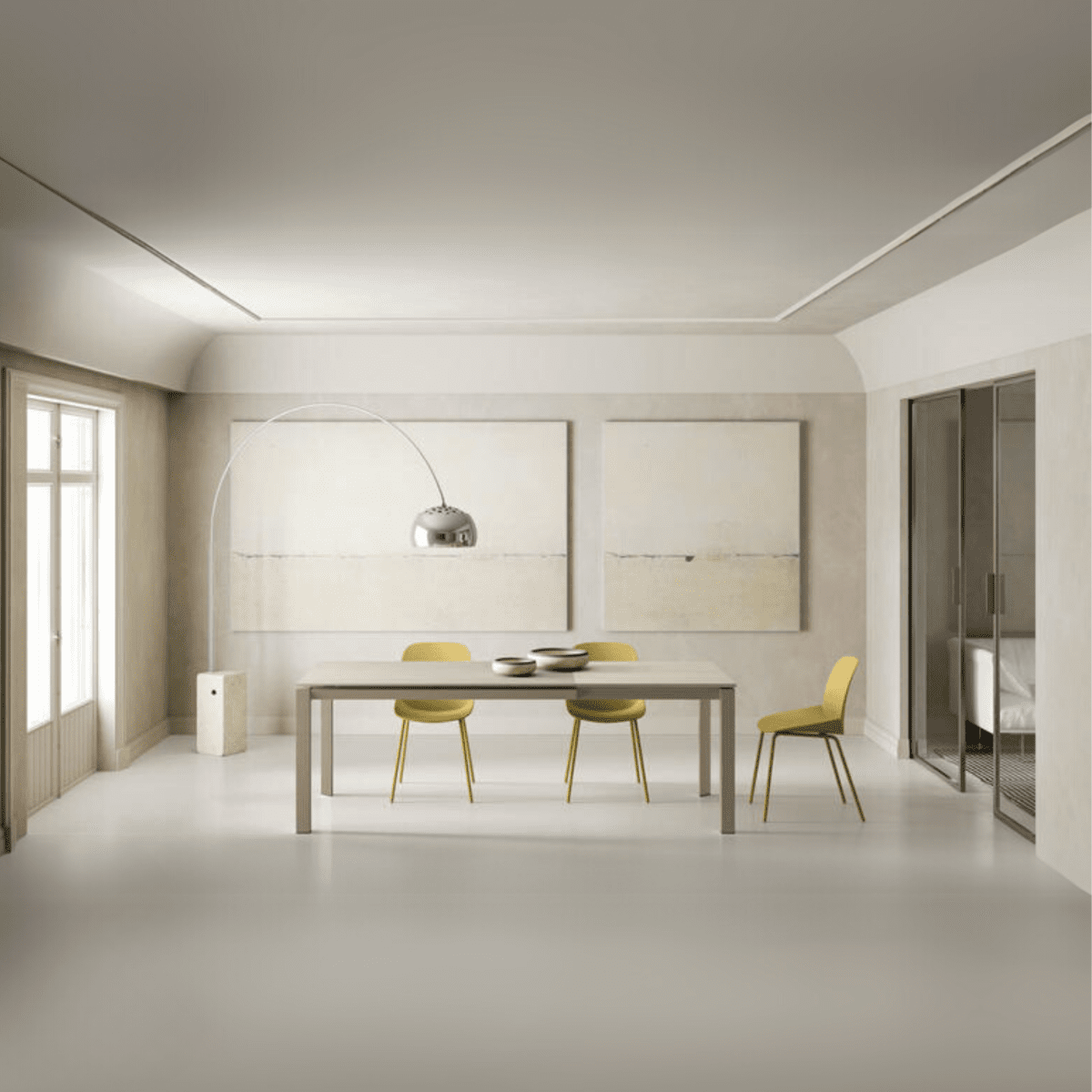 Tavolo allungabile moderno "Filo 24" piano in ceramica gambe in alluminio cm 140/220x90 75h - MondoViro