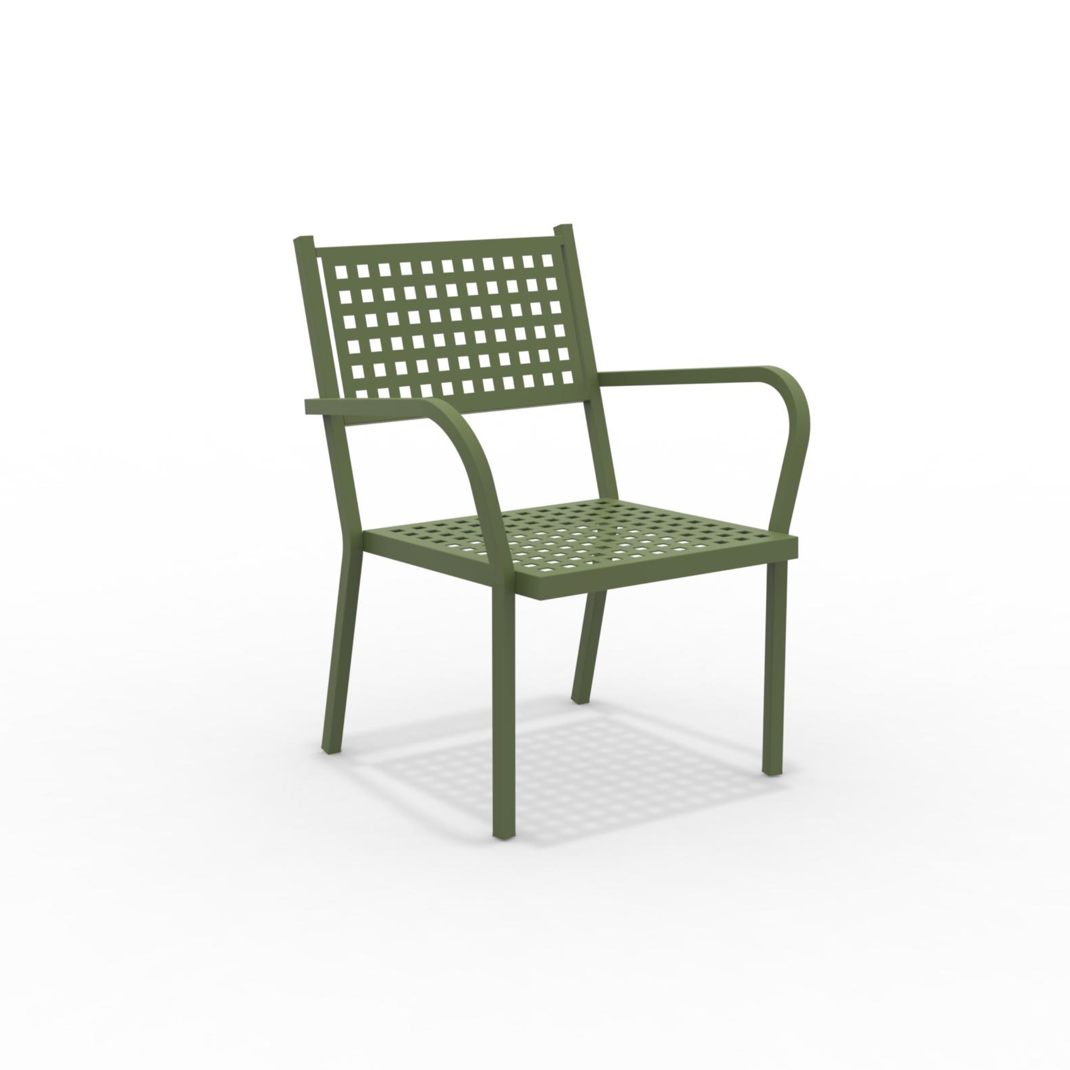 Set of modern "Alice" low stackable metal garden armchairs, 65x63 cm, 77 cm high.