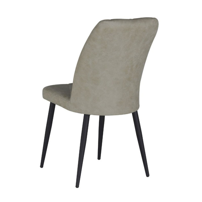 Set of "Vika" dining chairs upholstered in fabric with black metal legs, 48x58 cm, 90 cm high.