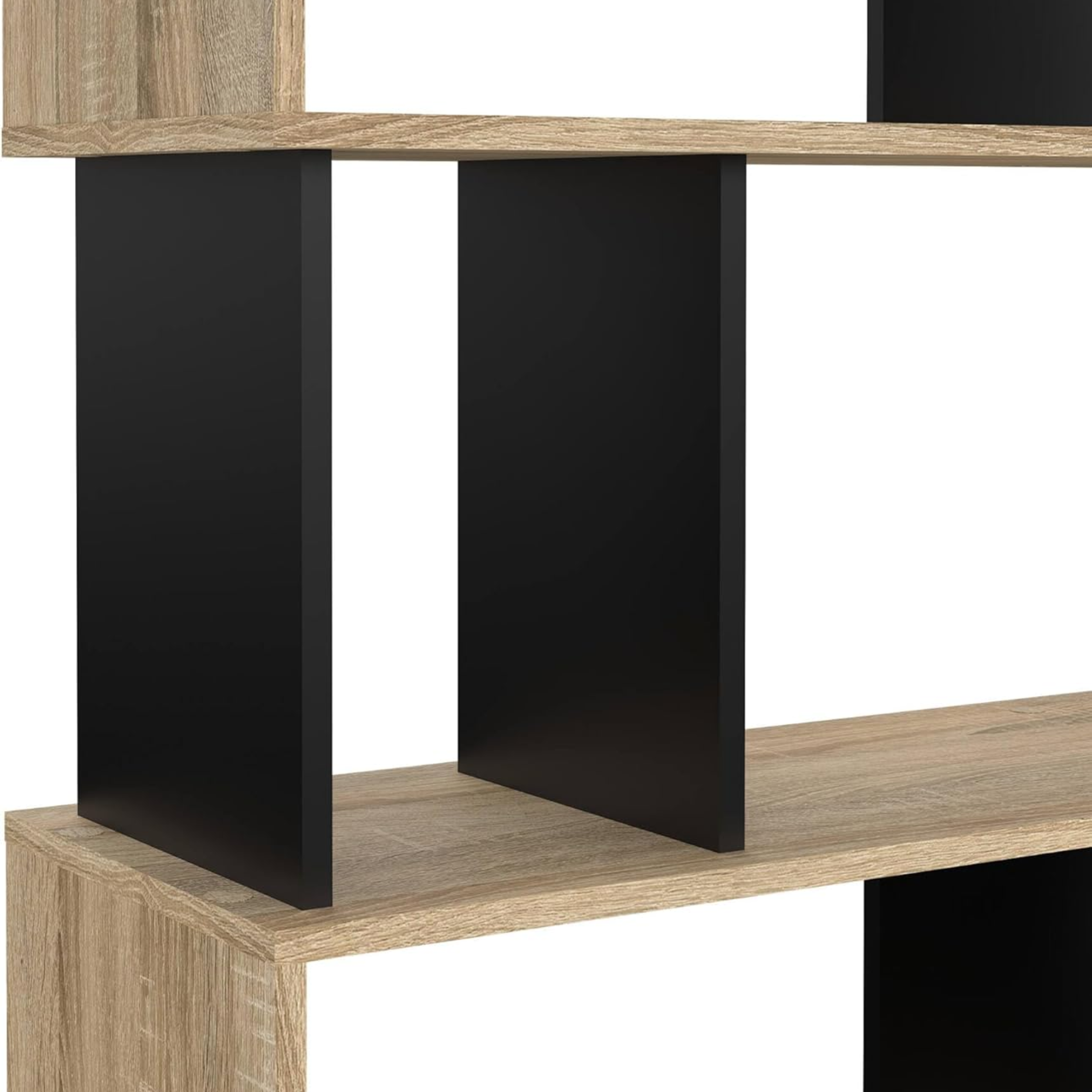 "Maze" modern tall open bookcase with 5 wooden shelves for the living room, 80x29.5 cm, 173.5 cm high