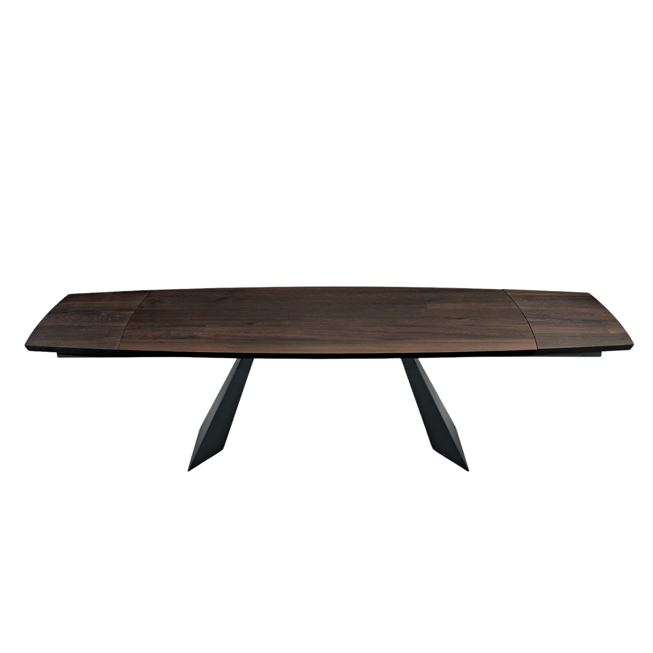 Modern extendable table "Nora" with metal base and oak top