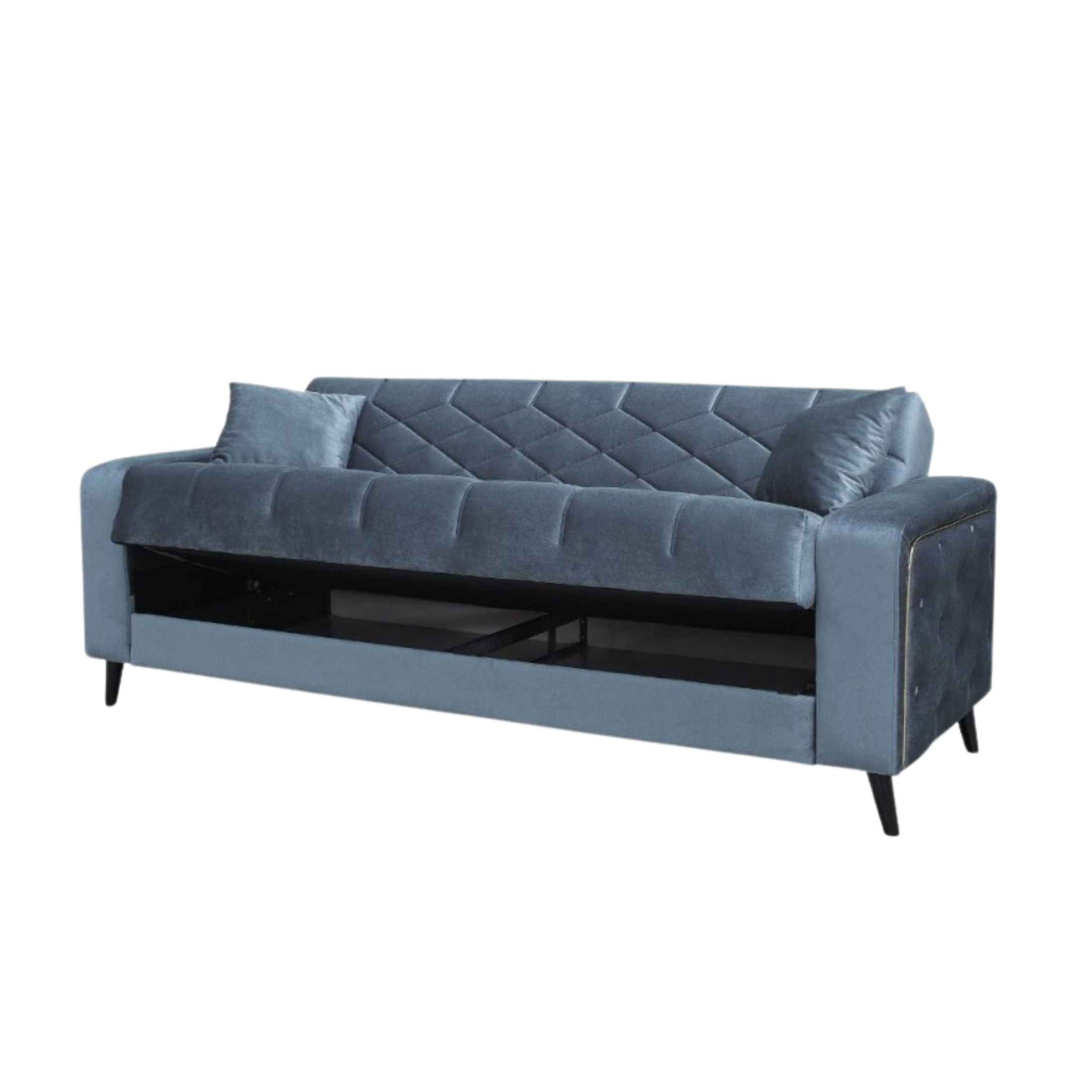 Modern 3-seater "Lisa" velvet sofa bed for living room, 225x85 cm, 84h