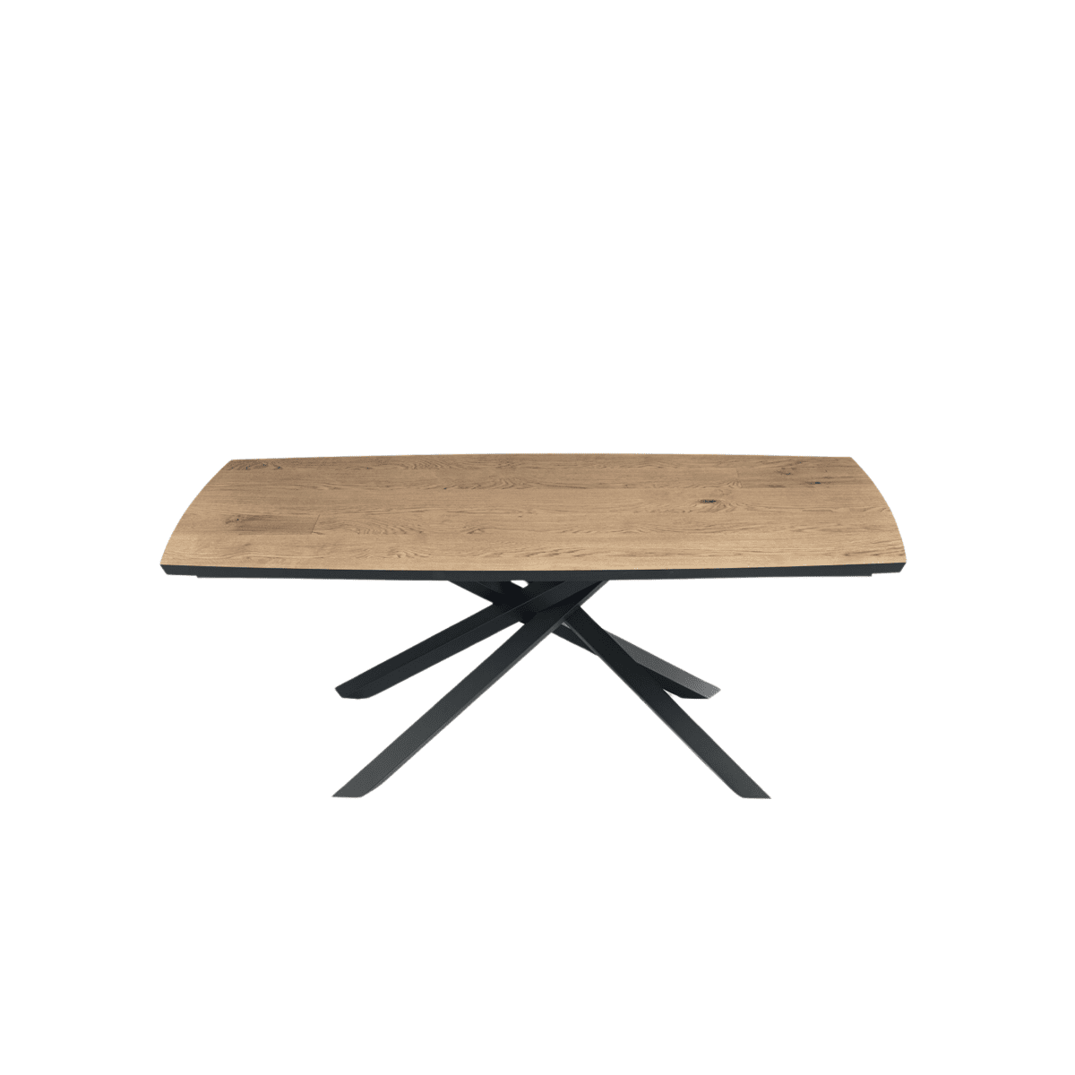 Tavolo moderno fisso da pranzo "Alan" con base in metallo e piano in rovere - MondoViro