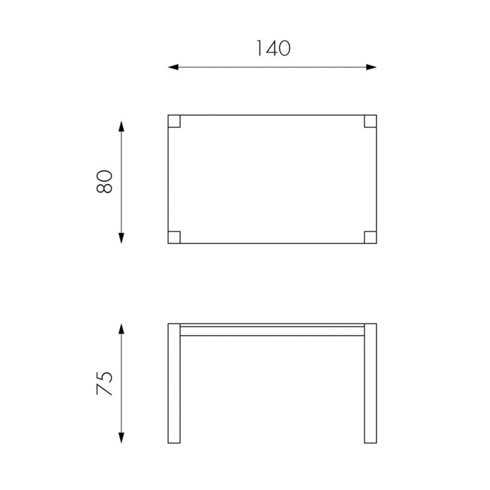 Extendable table "Spike" with wooden top and legs, 6 seats, 140/190x80 cm, 75 cm high