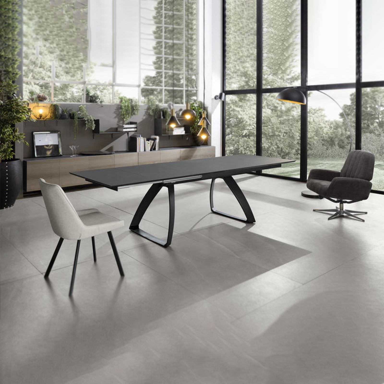 Extendable table "Hugo" HPL top aluminum legs 10 seats 270x90 cm 76h