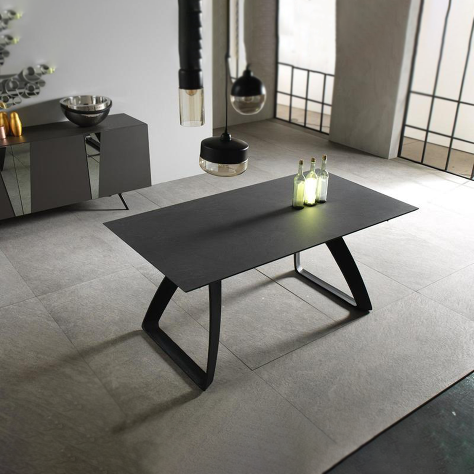 Extendable table "Hugo" HPL top aluminum legs 10 seats 270x90 cm 76h