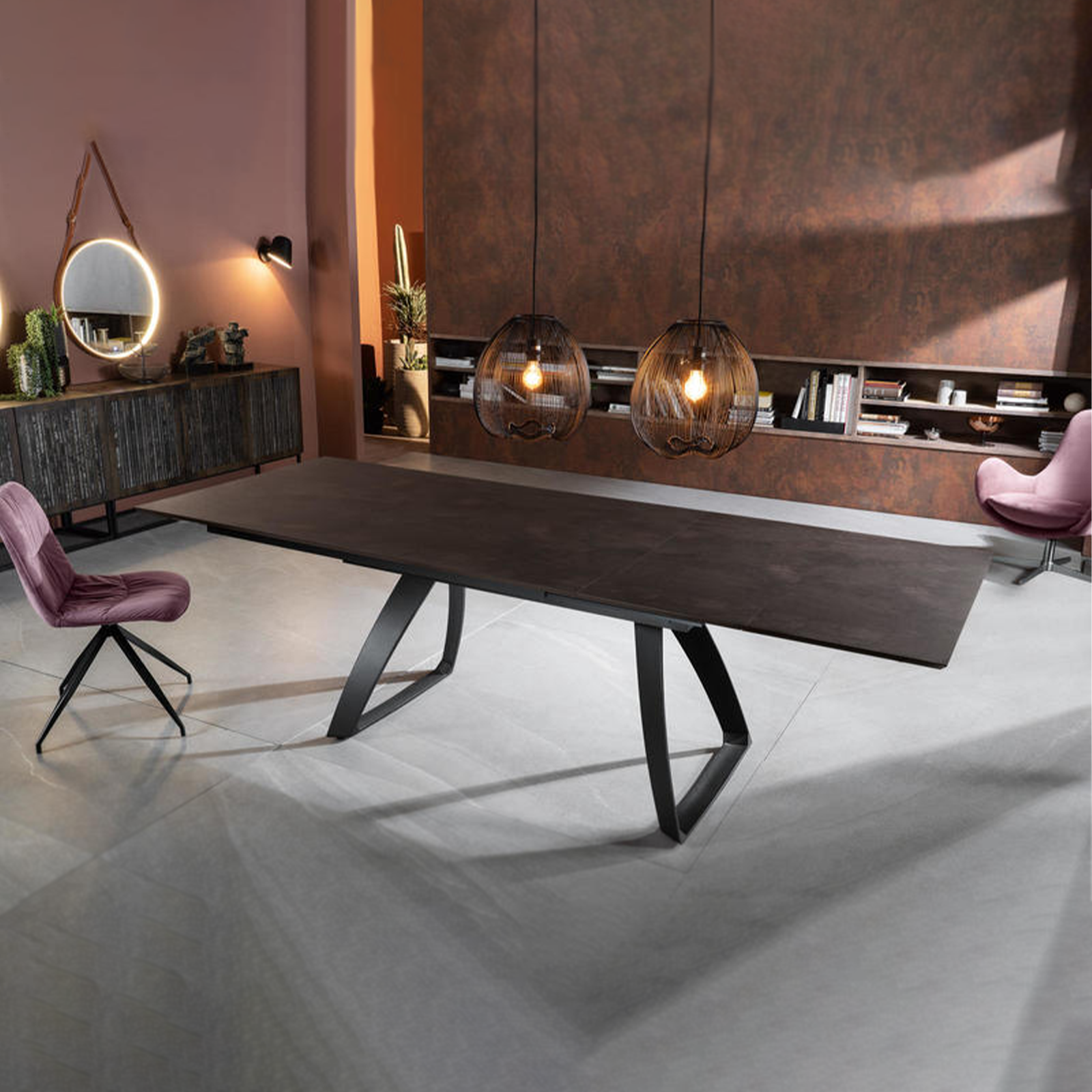 Extendable table "Hugo" HPL top aluminum legs 10 seats 270x90 cm 76h