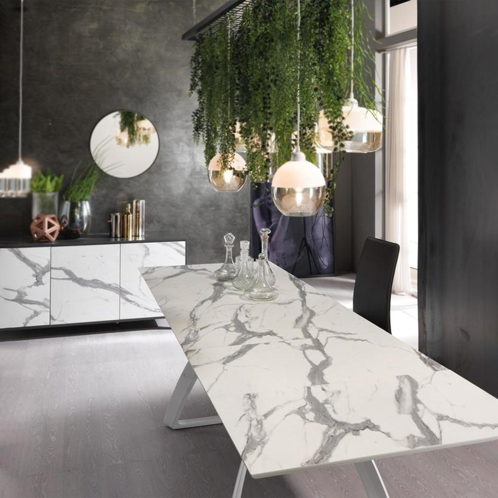 Extendable table "Hugo" HPL top aluminum legs 10 seats 270x90 cm 76h