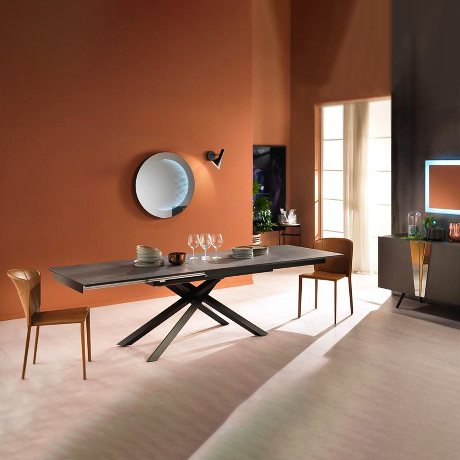 Extendable table "Jade" HPL top, aluminum legs, 170/270x90 cm, 76h