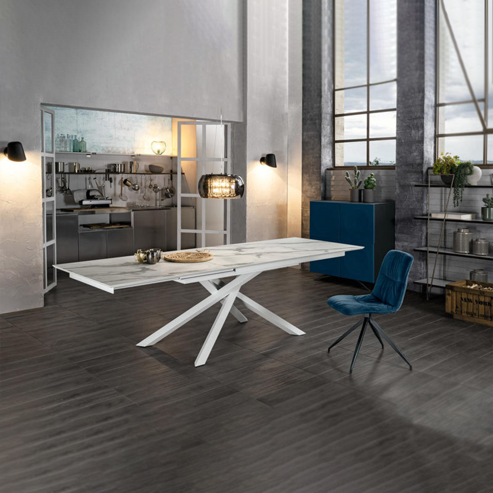 Extendable table "Jade" HPL top, aluminum legs, 170/270x90 cm, 76h