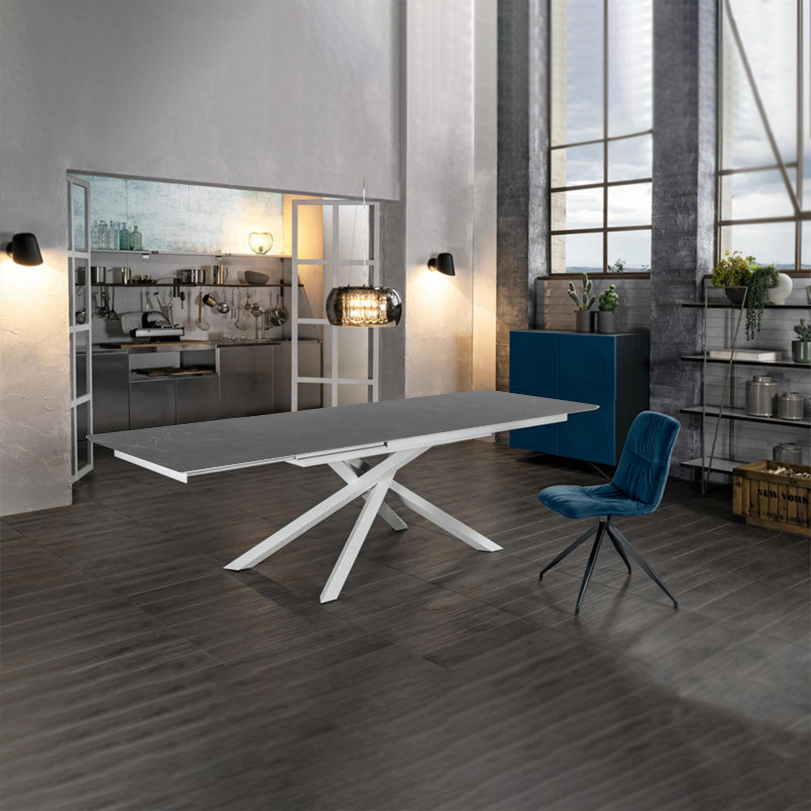 Extendable table "Jade" HPL top, aluminum legs, 170/270x90 cm, 76h